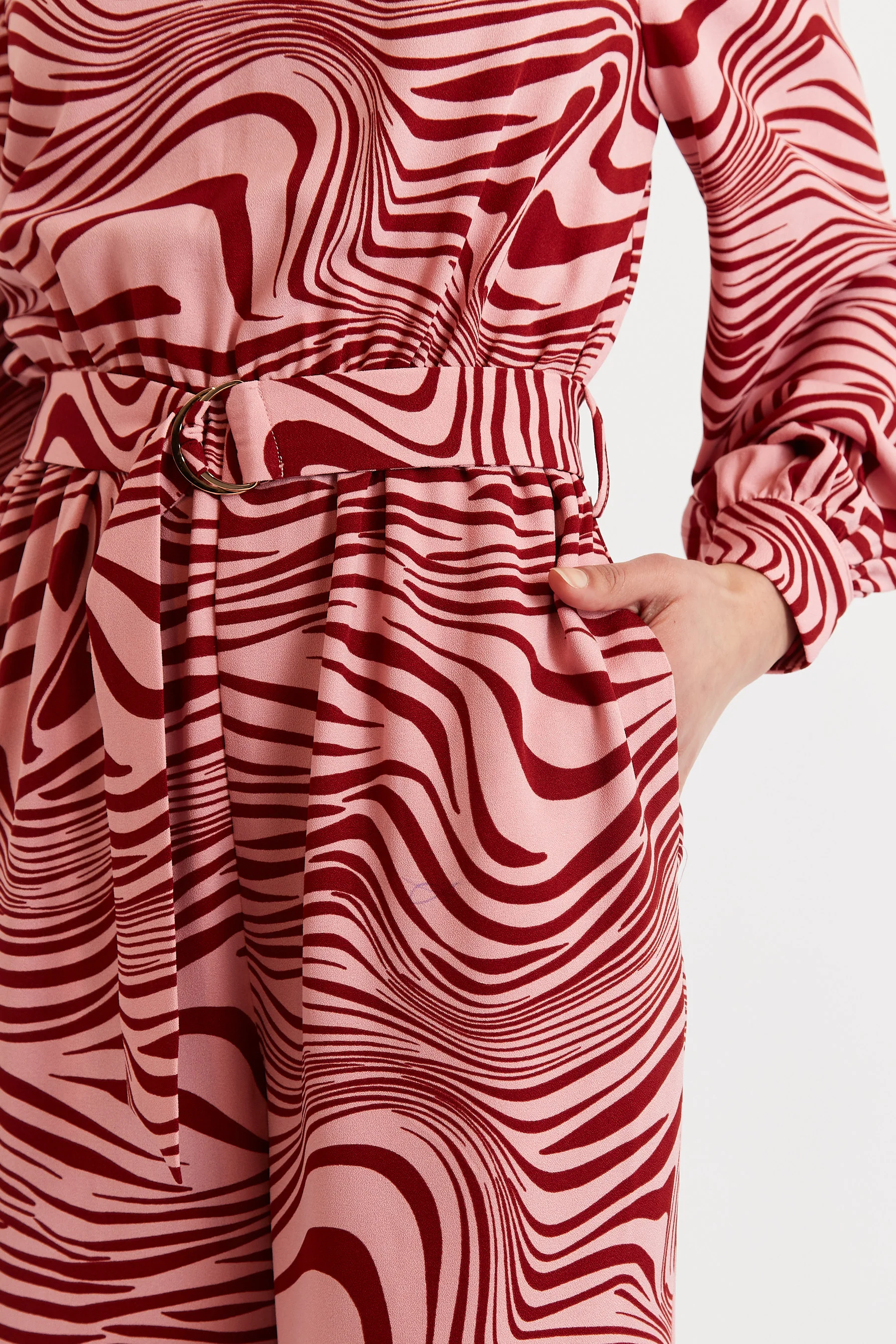 Gayane Zebra Pop Print Long Sleeve Jumpsuit - Pink - Image 3