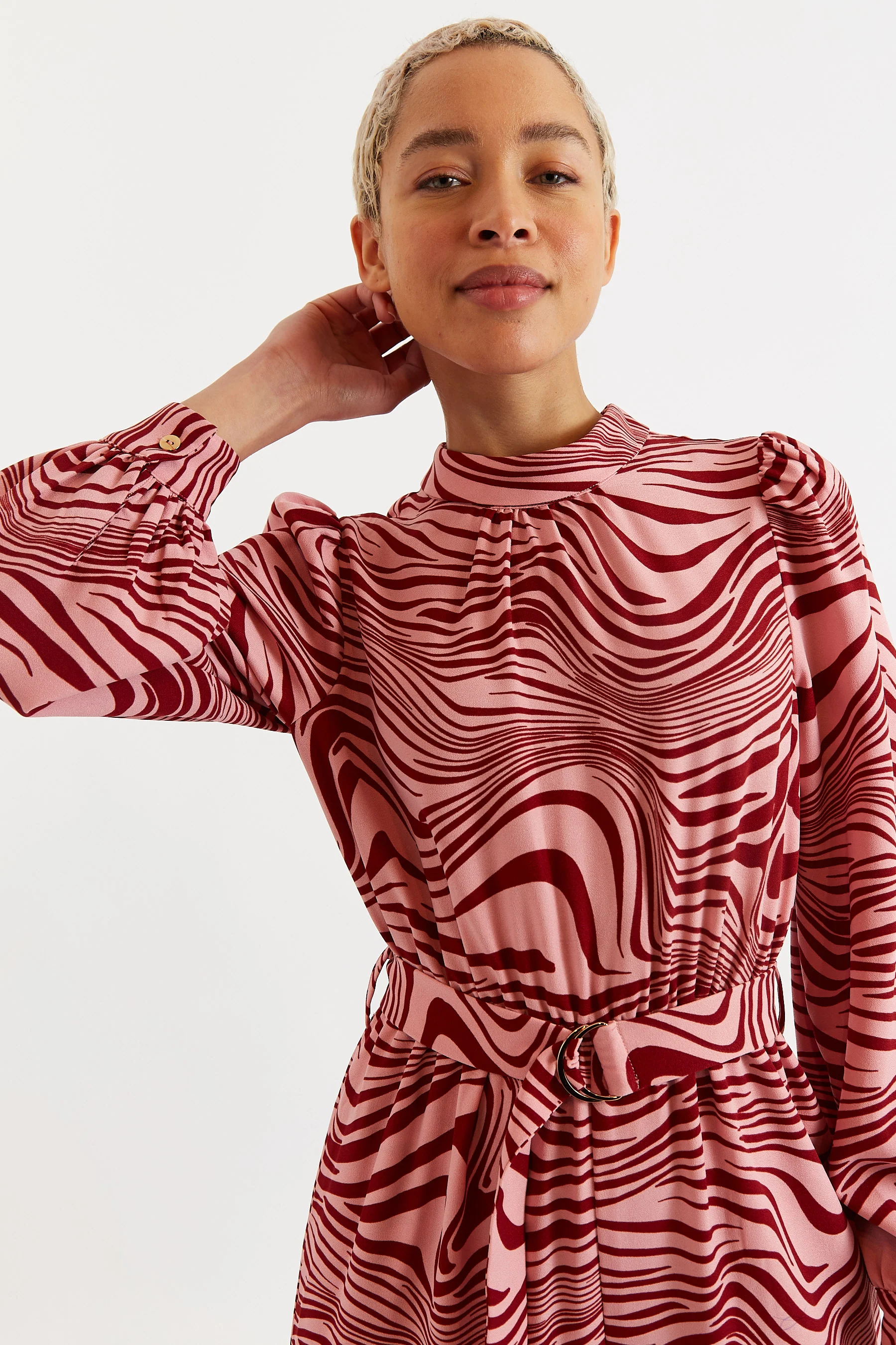 Gayane Zebra Pop Print Long Sleeve Jumpsuit - Pink - Image 4