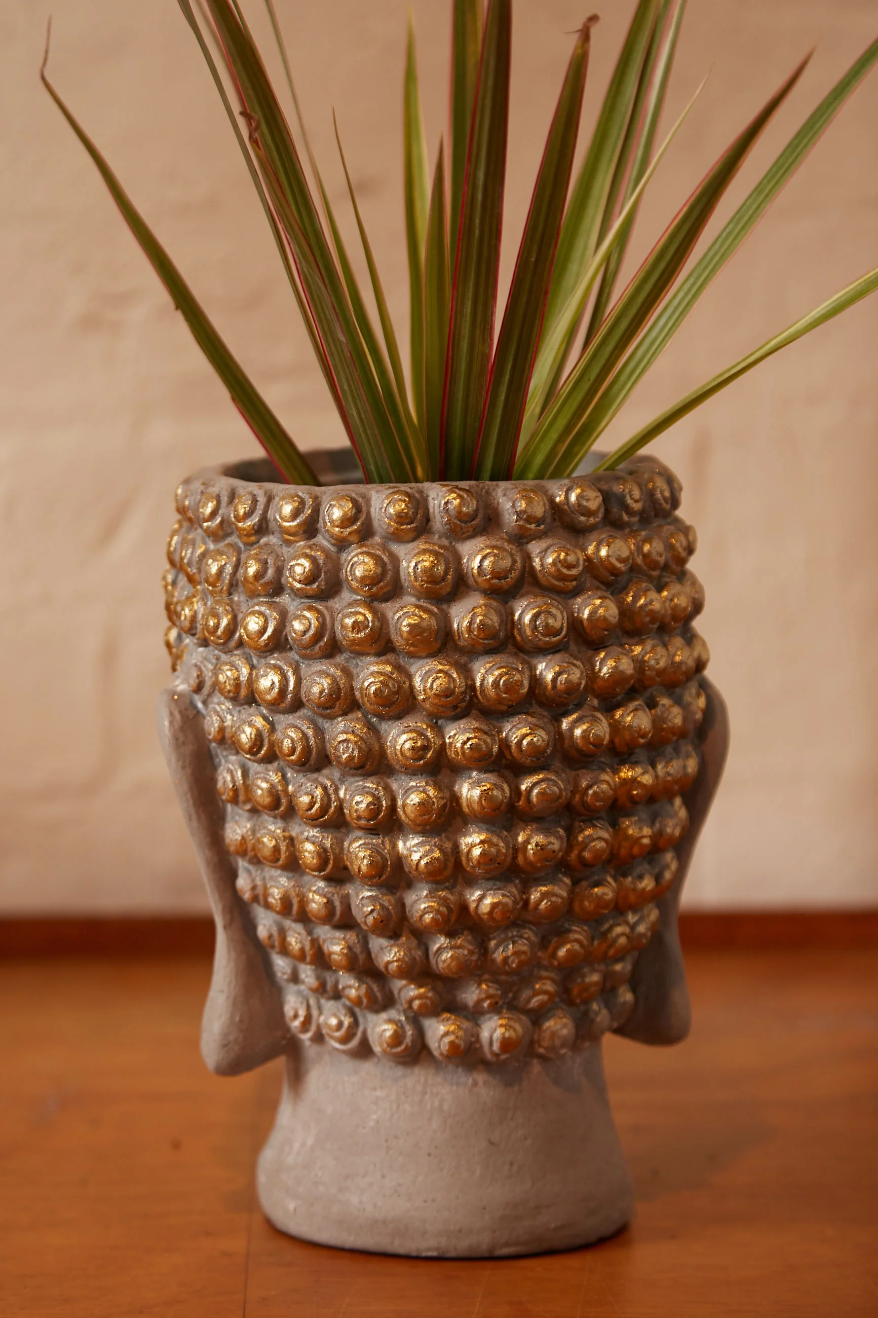 Gold Decorated Buddha Head Planter - Image 4