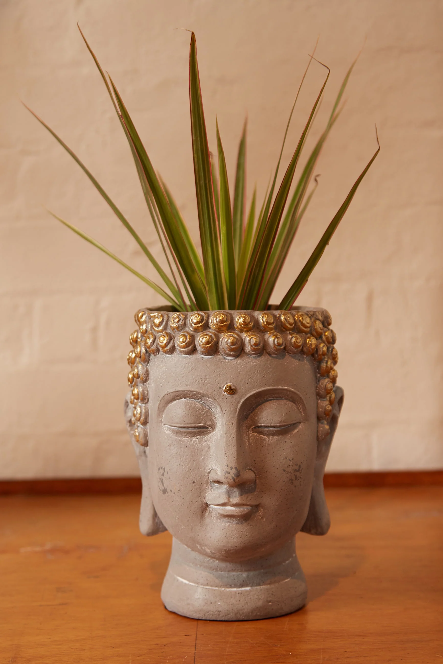 Gold Decorated Buddha Head Planter - Image 6