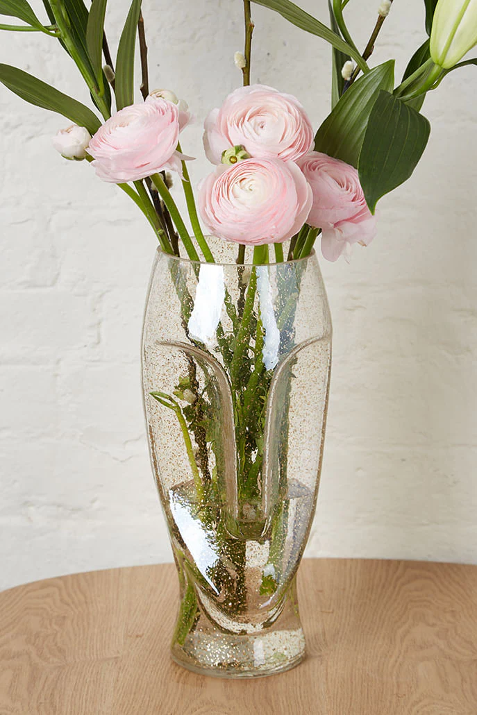 Gold Fleck Glass Face Vase - Image 5