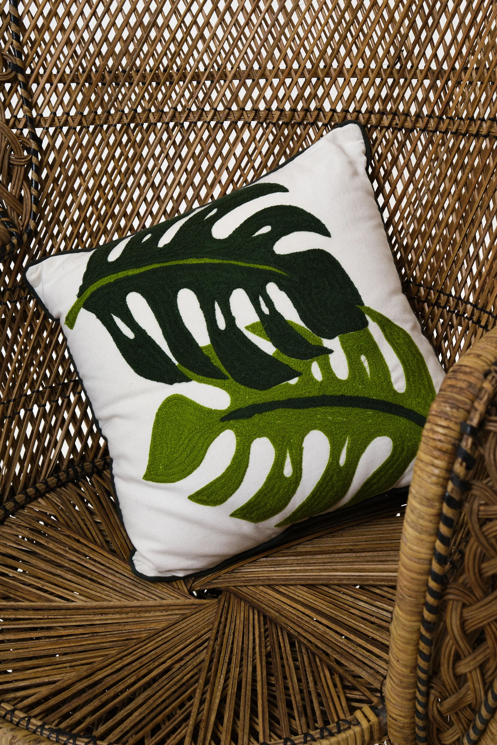 Monstera Embroidered Leaf Cushion - Image 5
