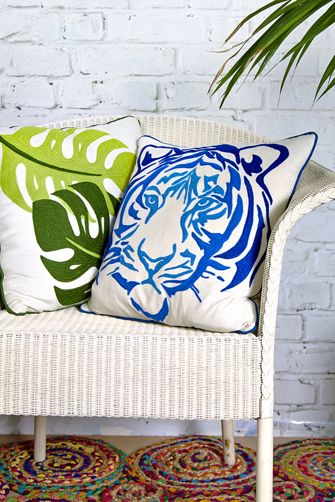 Monstera Embroidered Leaf Cushion - Image 6