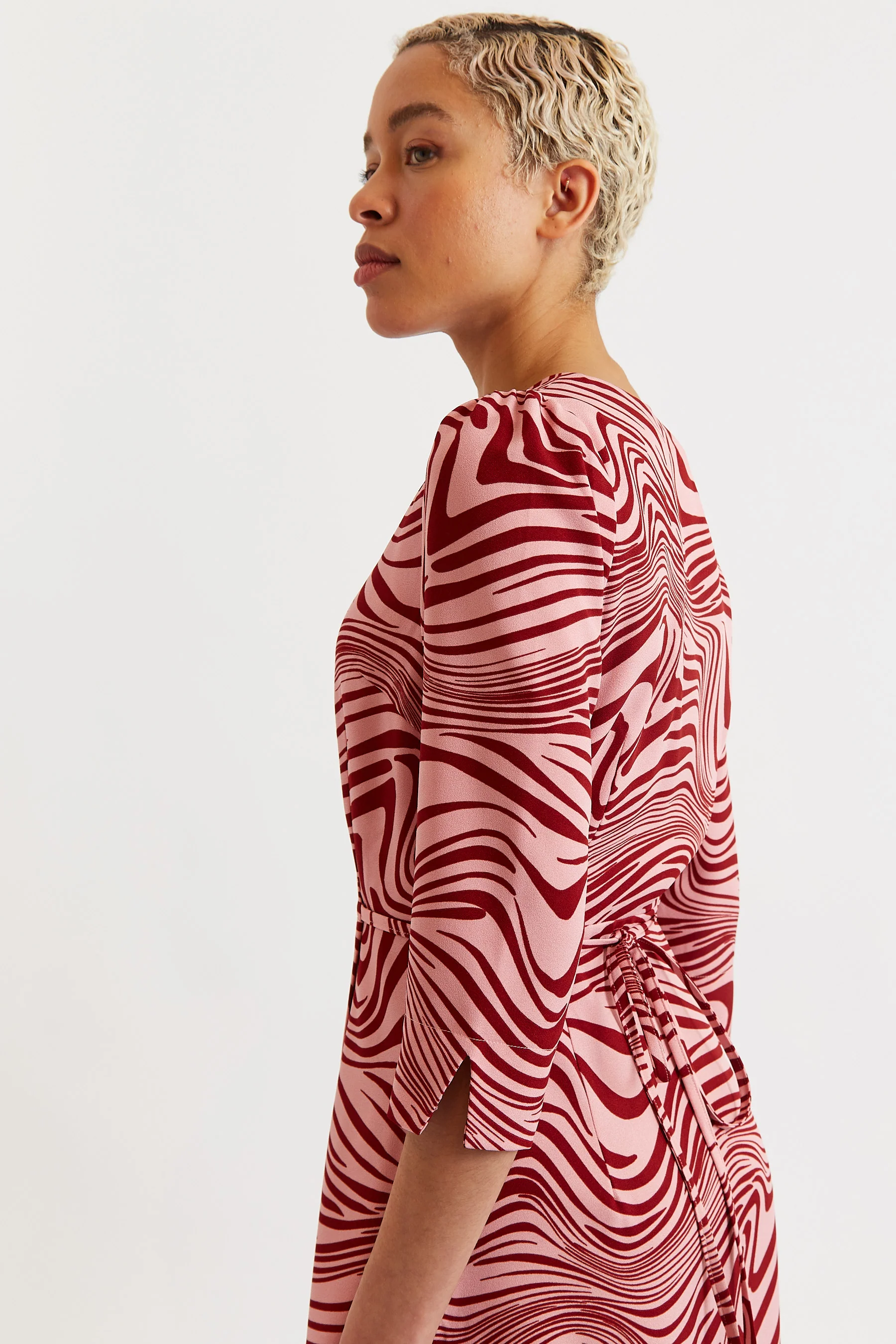 Haden Zebra Pop Print Midi Wrap Dress - Pink - Image 4