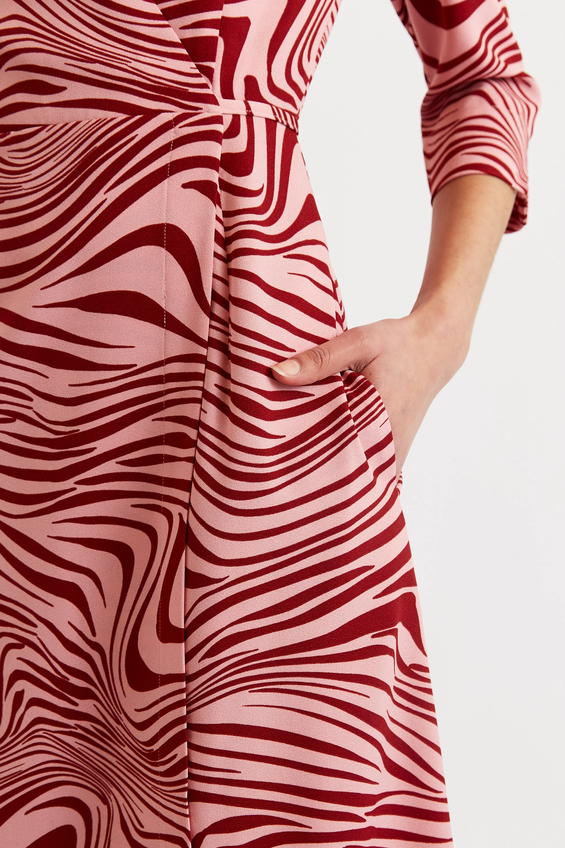 Haden Zebra Pop Print Midi Wrap Dress - Pink - Image 5