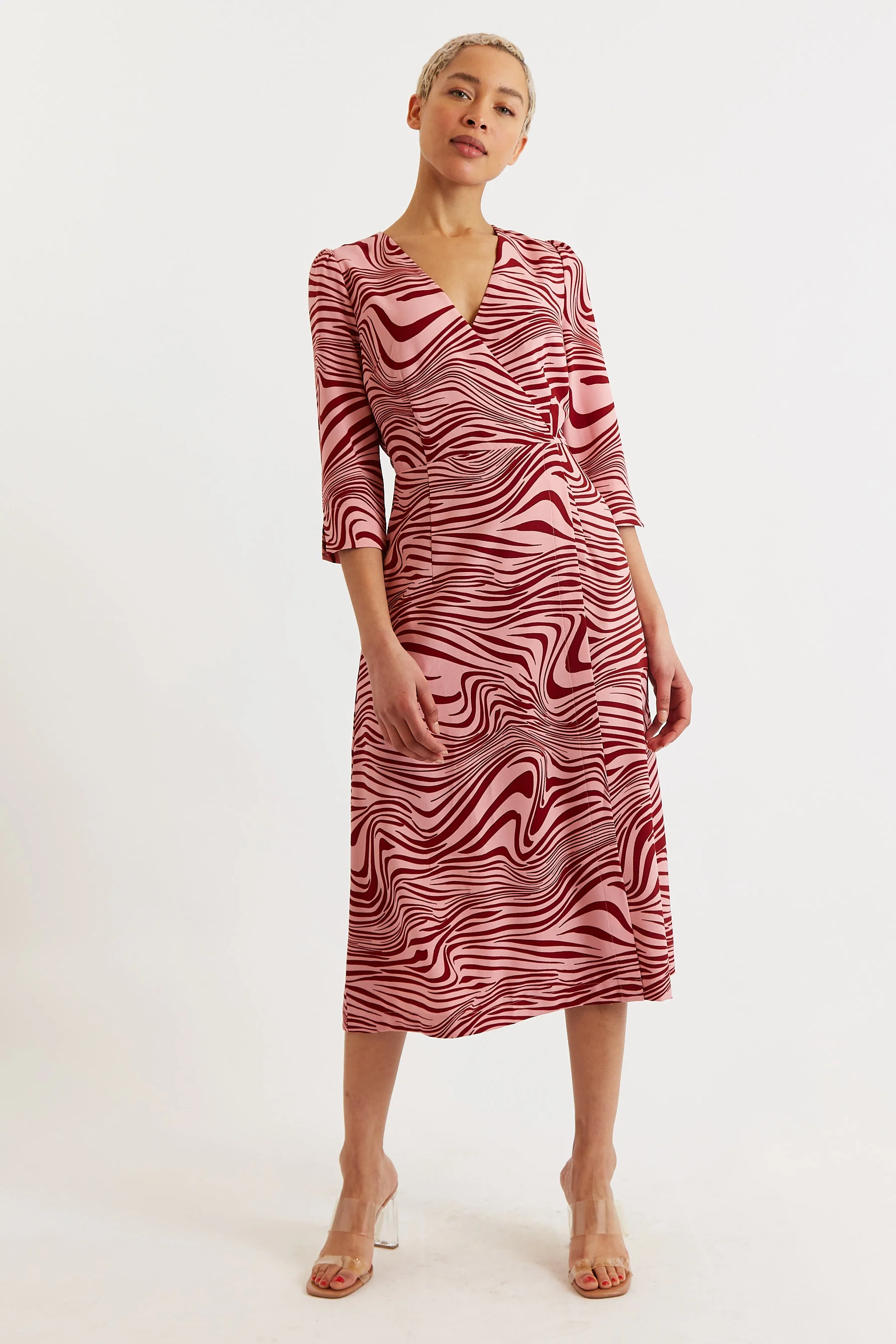 Haden Zebra Pop Print Midi Wrap Dress - Pink - Image 6
