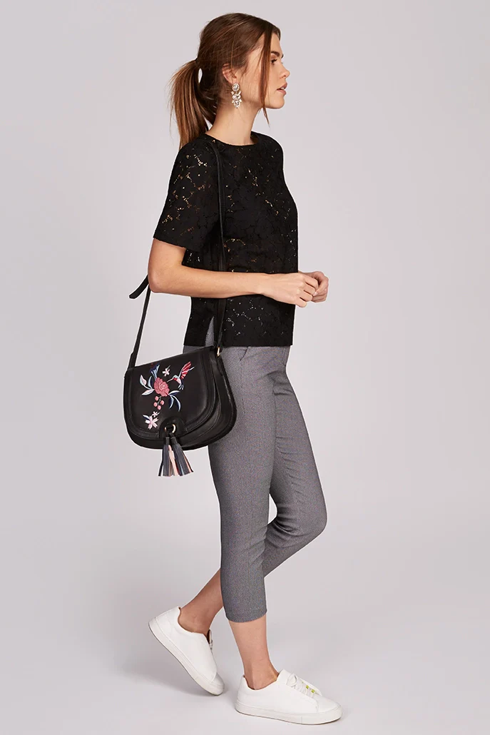 Hazel Hummingbird Embroidered Saddle Bag - Image 4