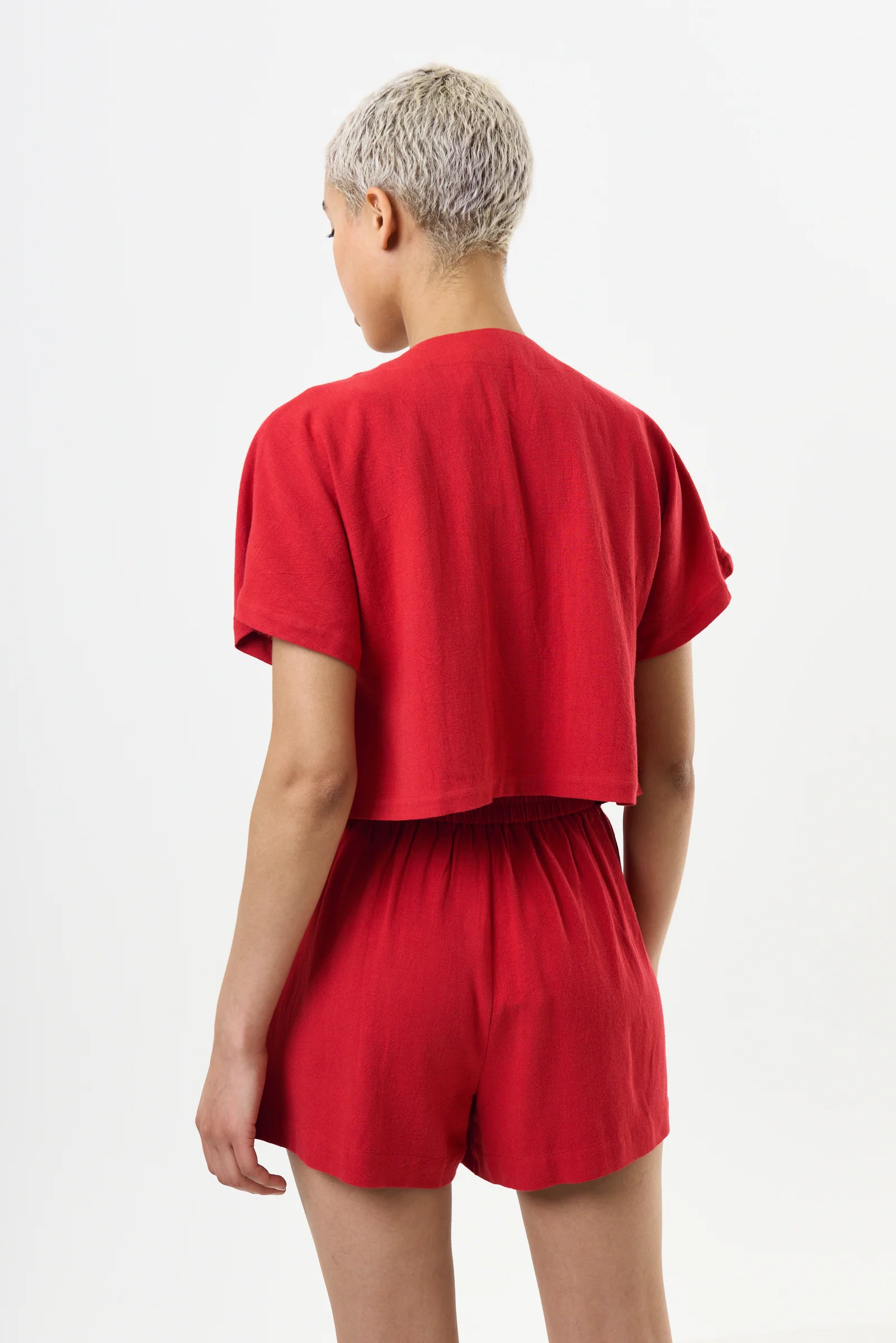 Hilton Linen Mix Shorts - Red - Image 3
