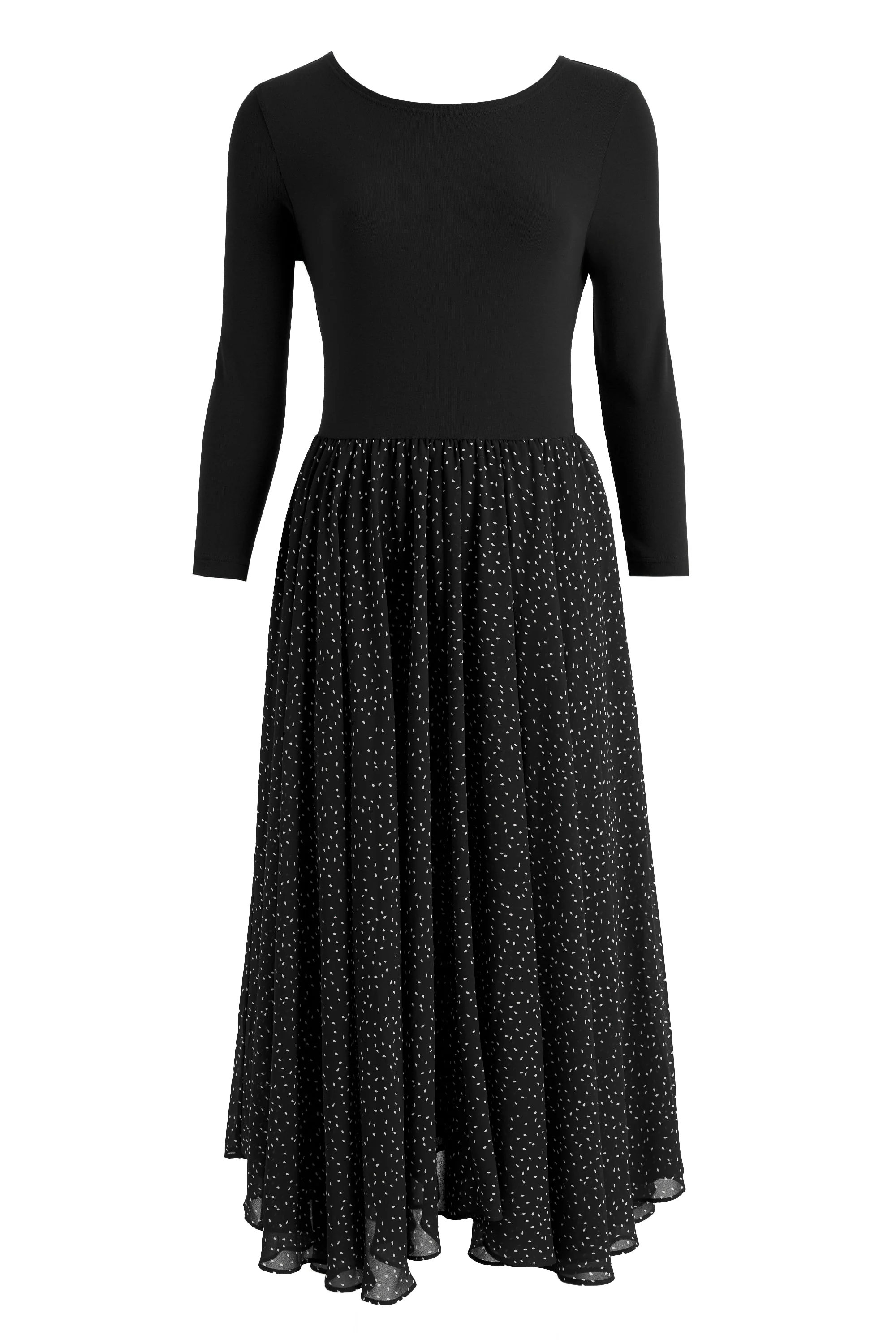 Huxley Raindrop Jersey Top Printed Circle Skirt Maxi Dress - Black - Image 6
