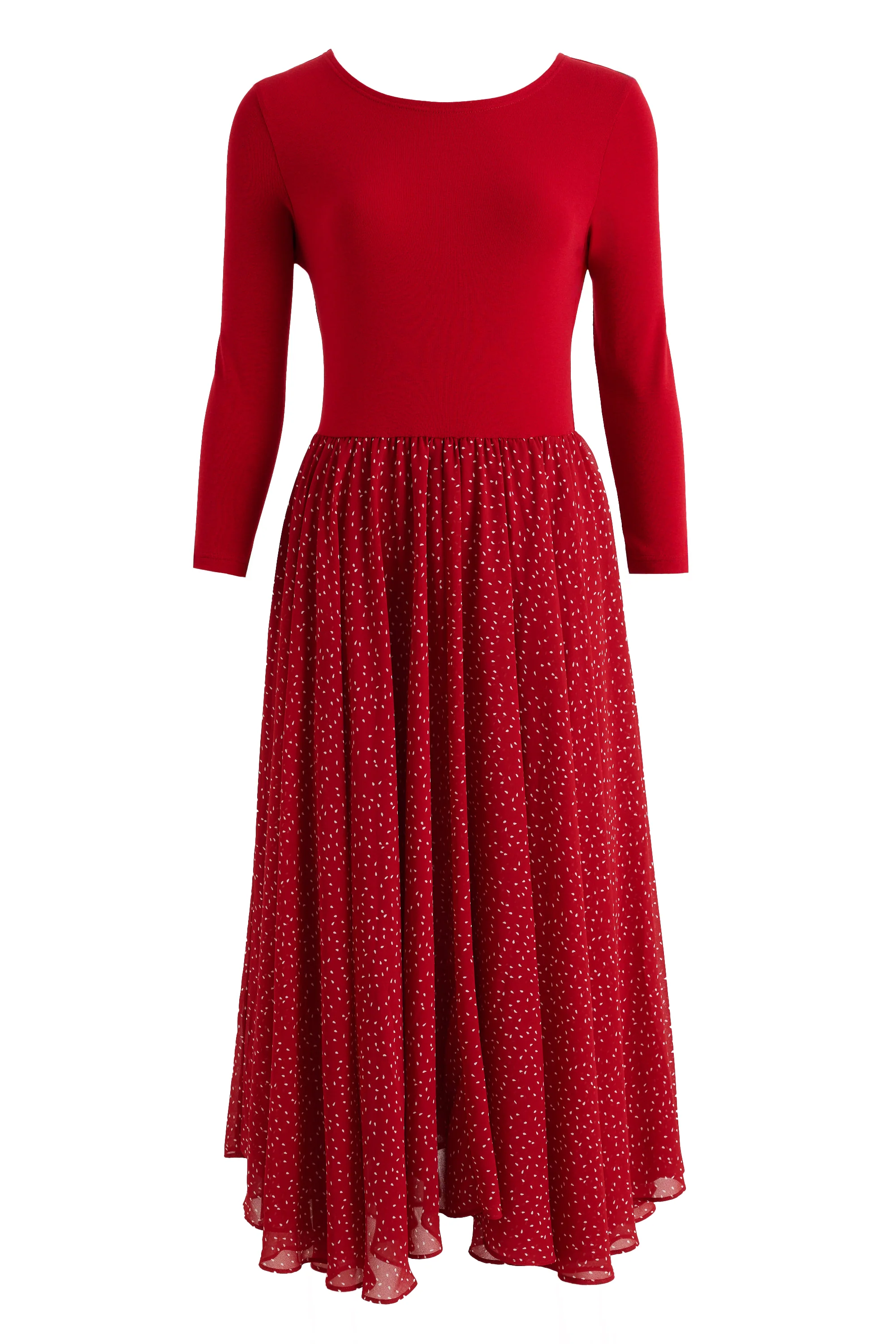 Huxley Raindrop Jersey Top Printed Circle Skirt Maxi Dress - Red - Image 6