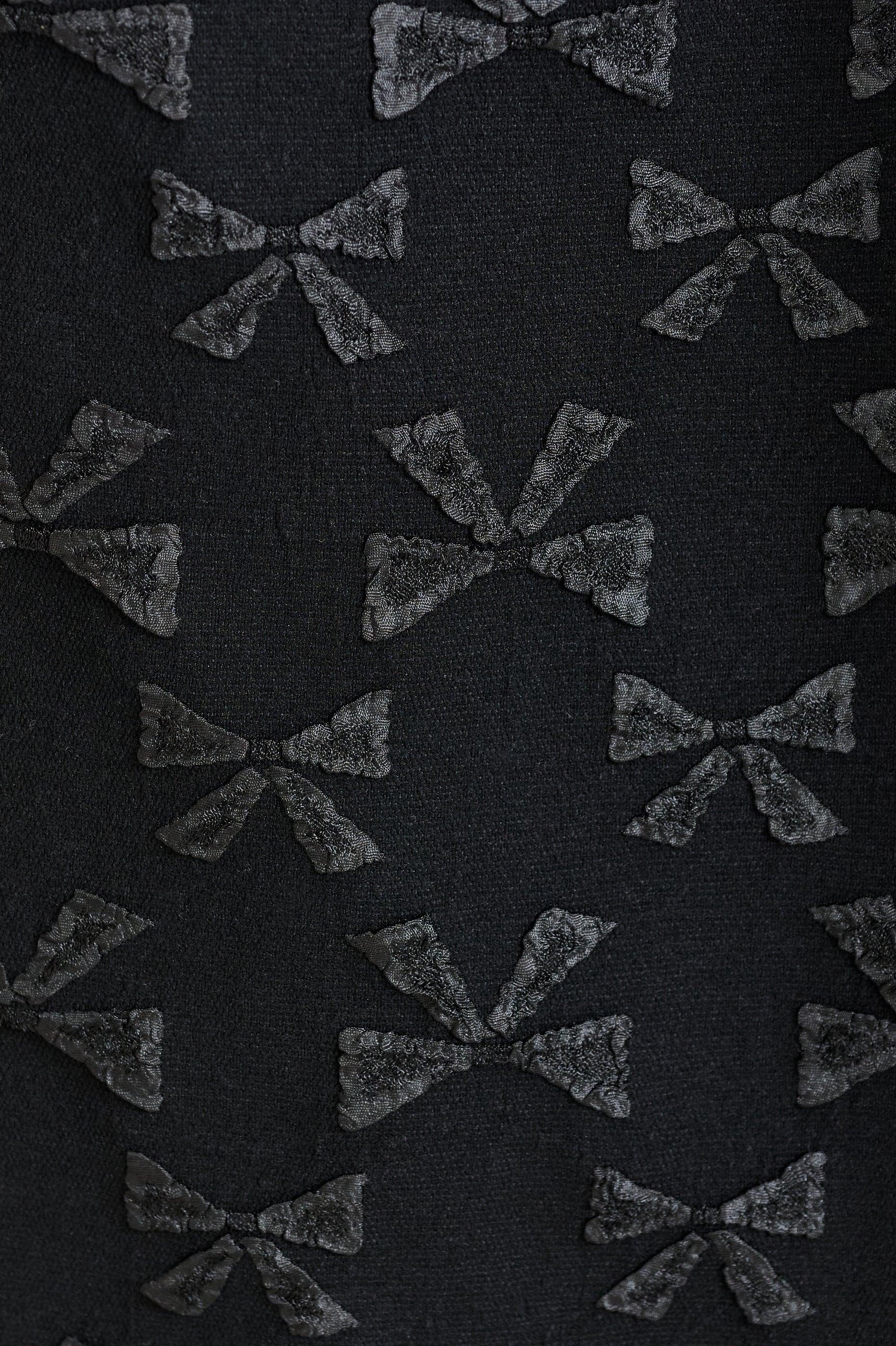 Iris Bow Black Jacquard White Embroidered Collar Midi Dress - Image 6