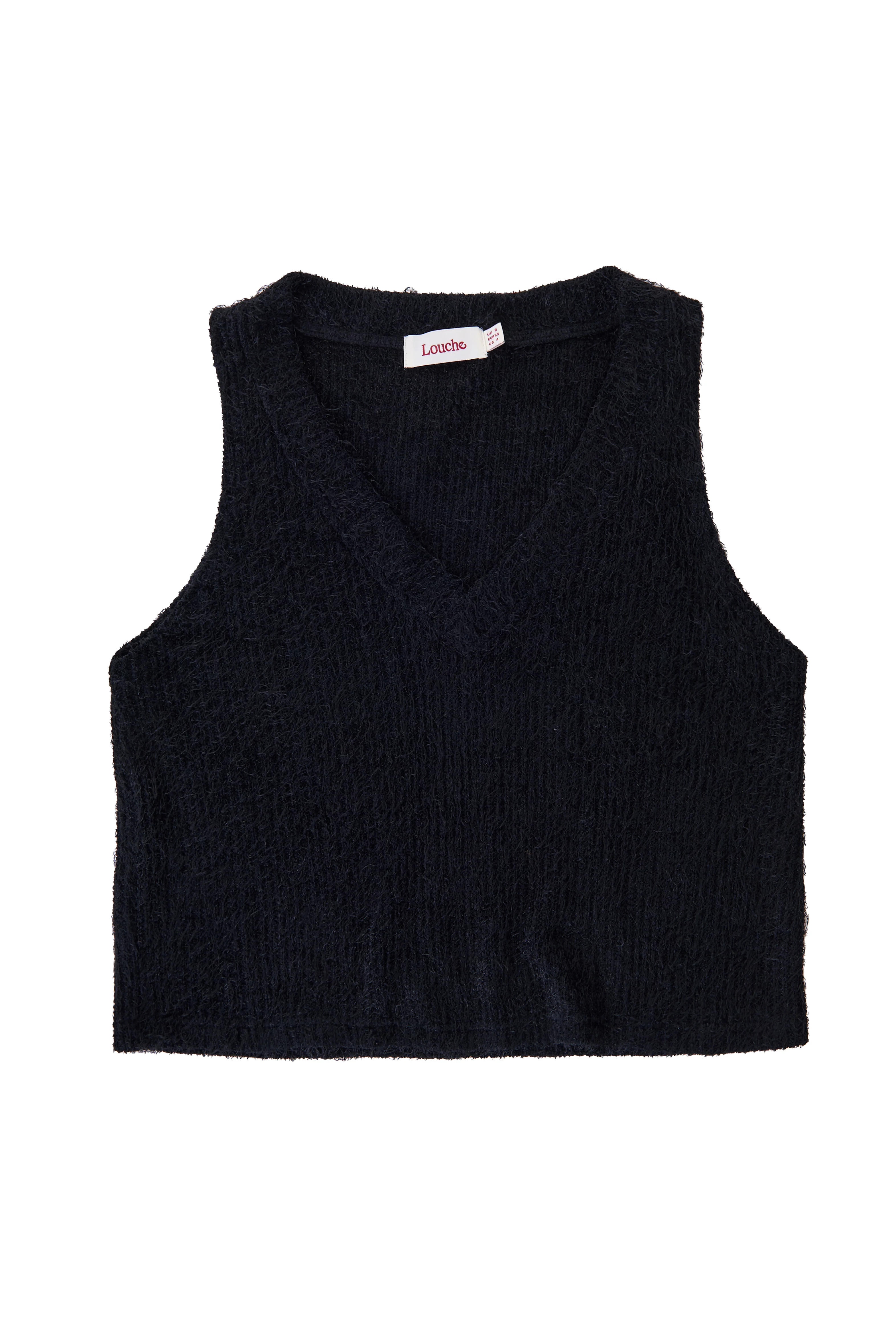 Isaac Eyelash V-Neck Tank Top - Black - Image 5