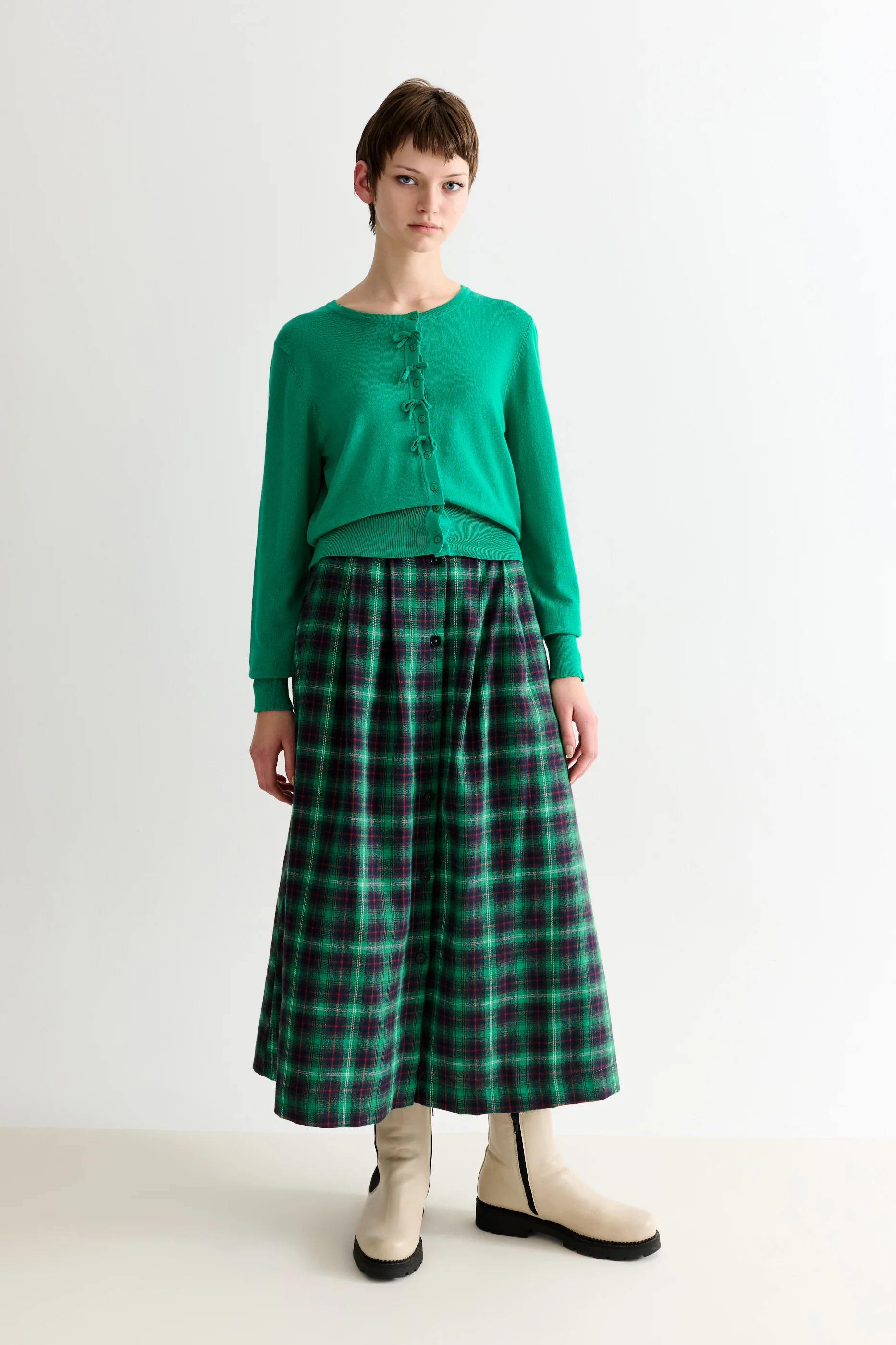 Ives Bow Trimmed Cardigan - Green - Image 4