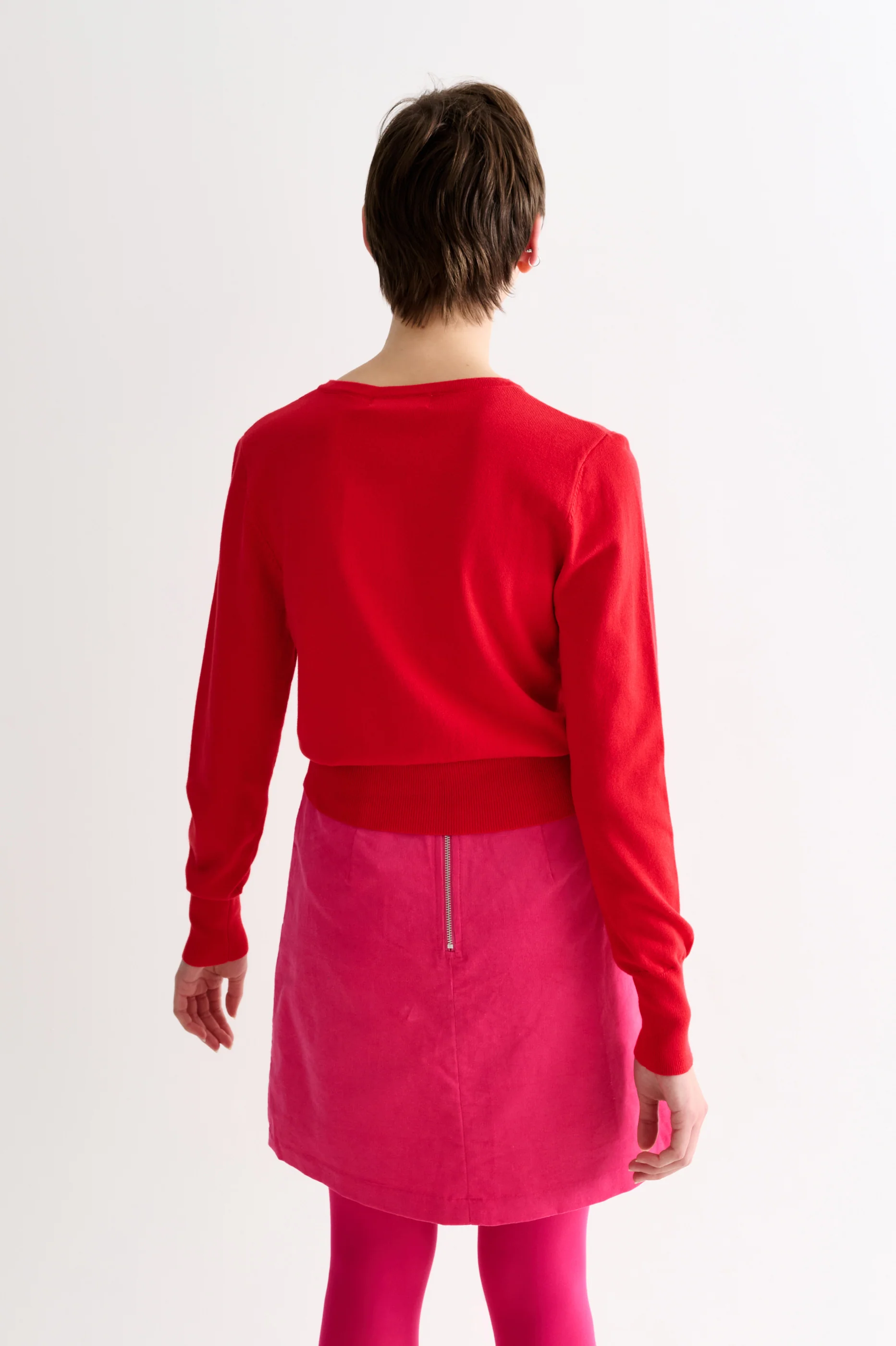 Ives Bow Trimmed Cardigan - Red - Image 2