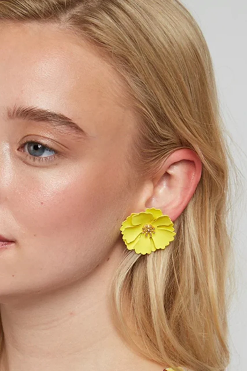 Jalicia Flower Stud Earrings - Yellow - Image 2