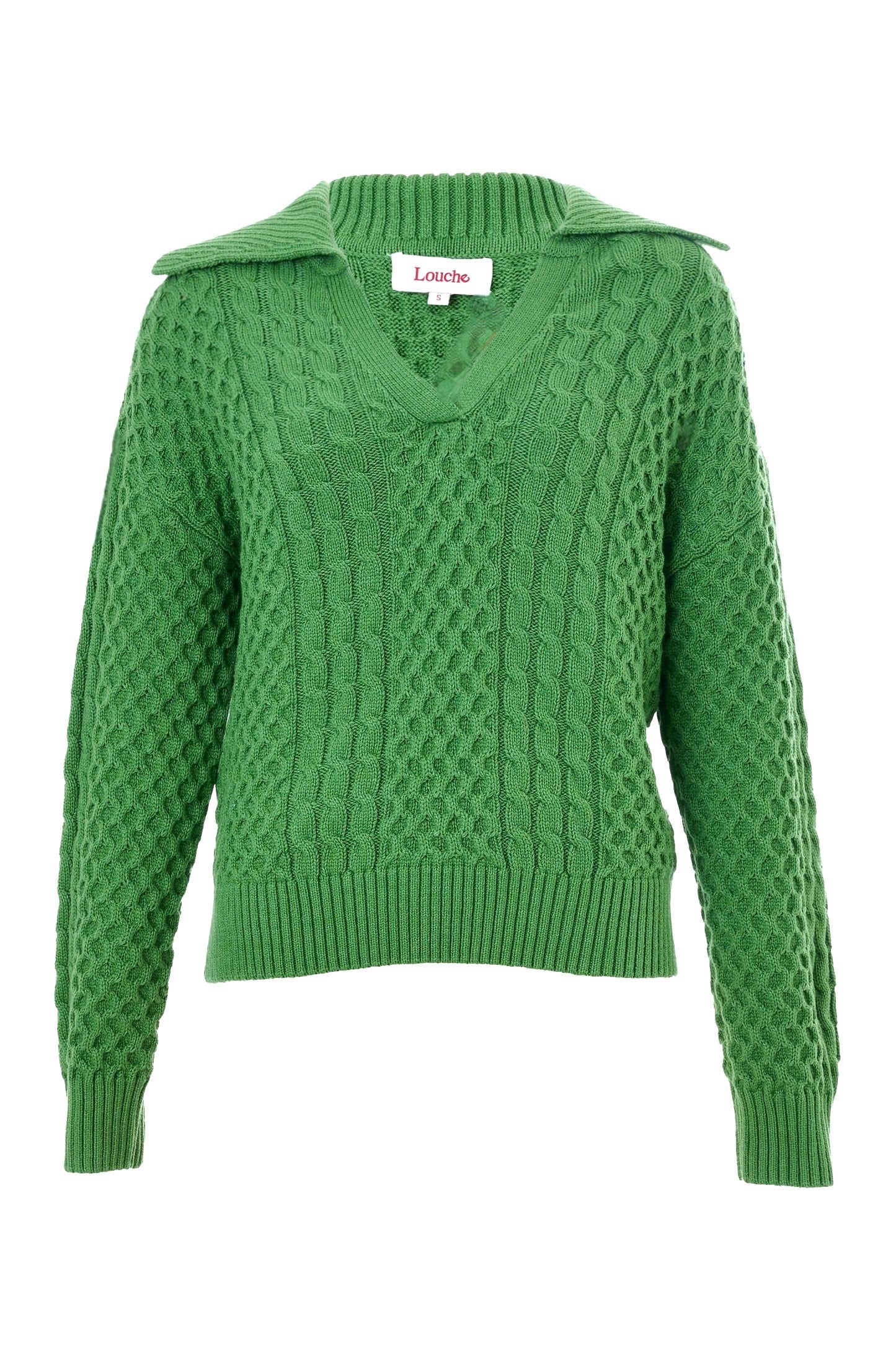 Jamie Cable Collar Jumper - Green - Image 4