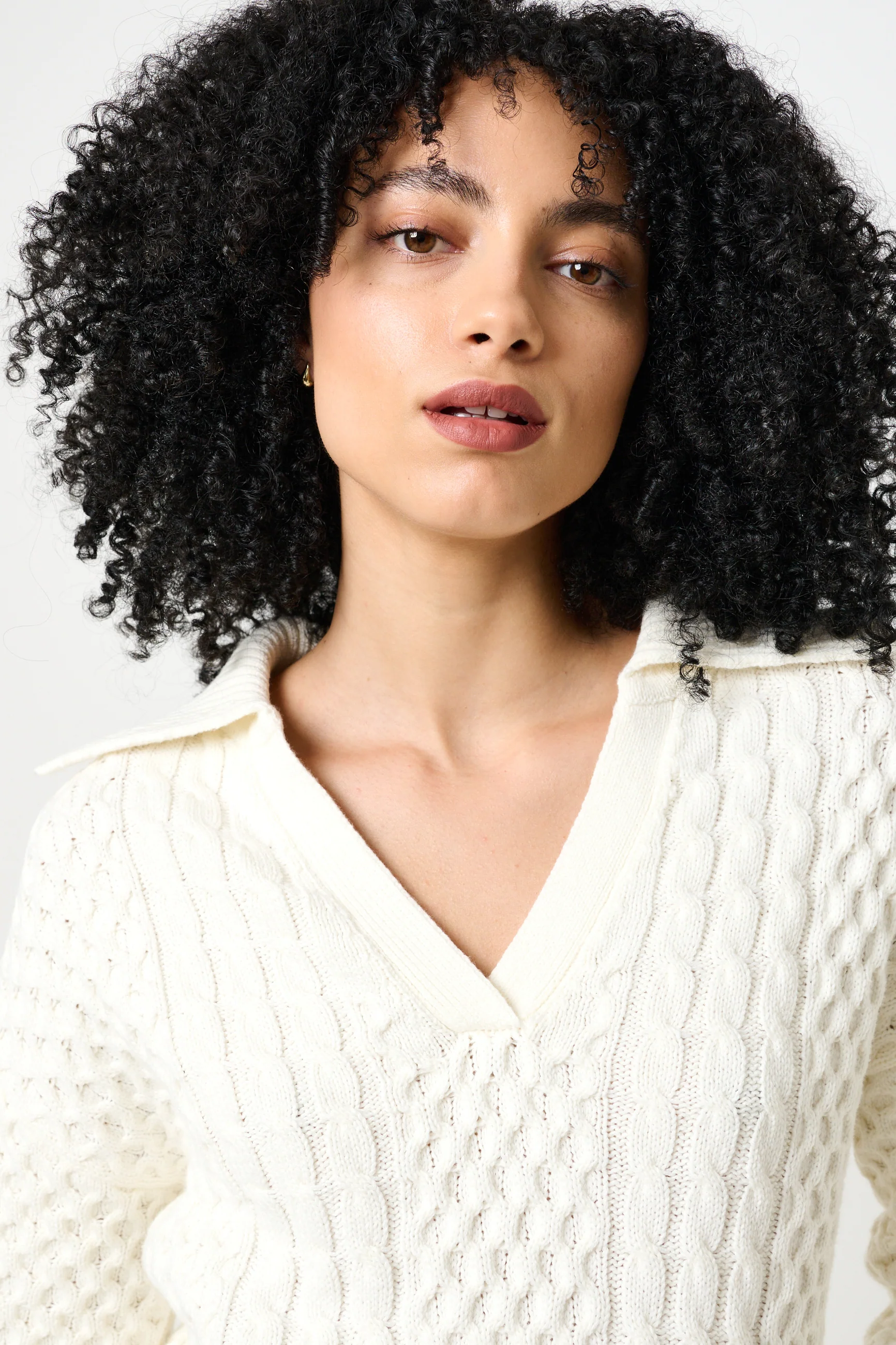 Jamie Cable Collar Jumper - Off White - Image 3