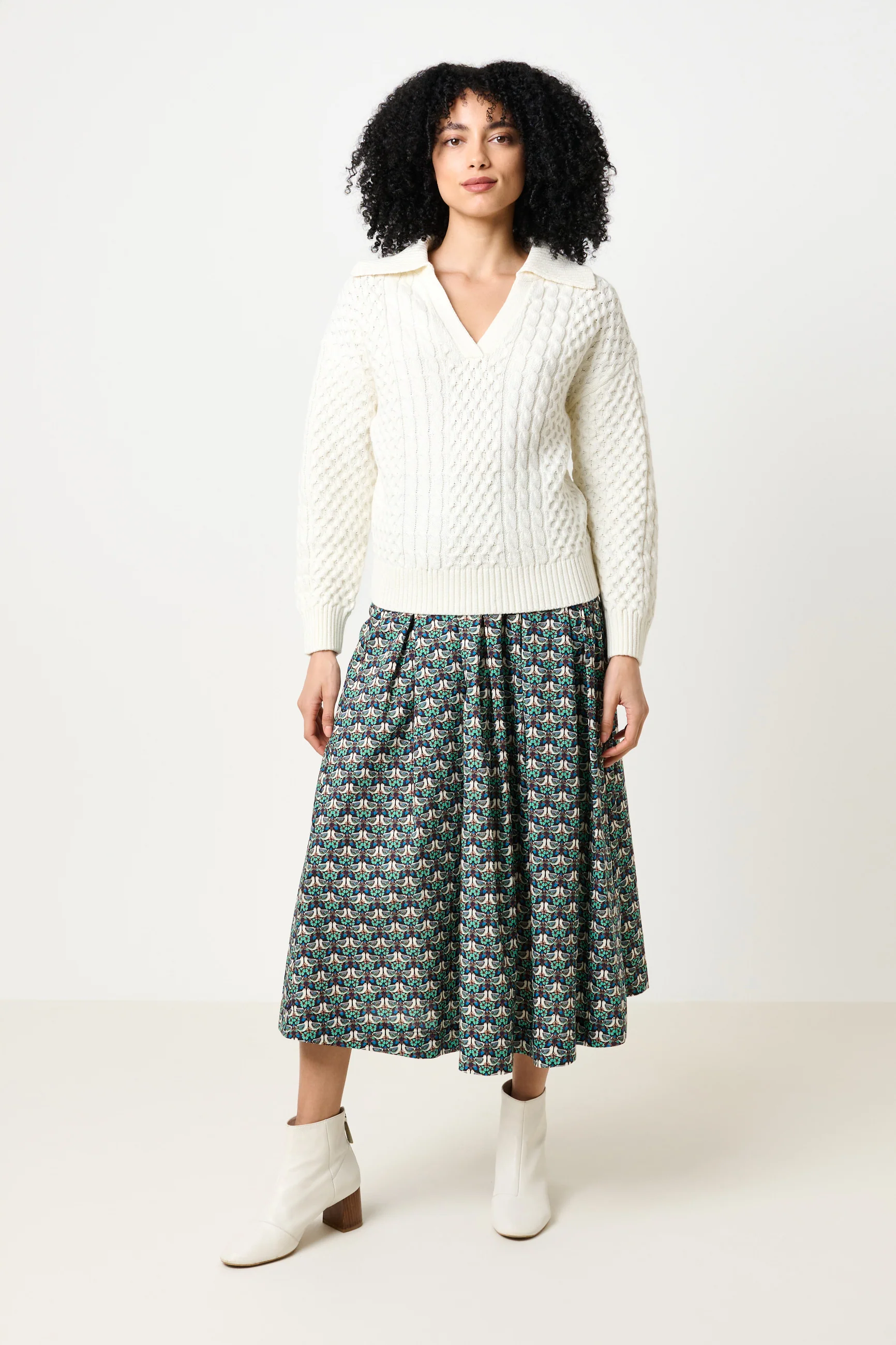 Jamie Cable Collar Jumper - Off White - Image 4
