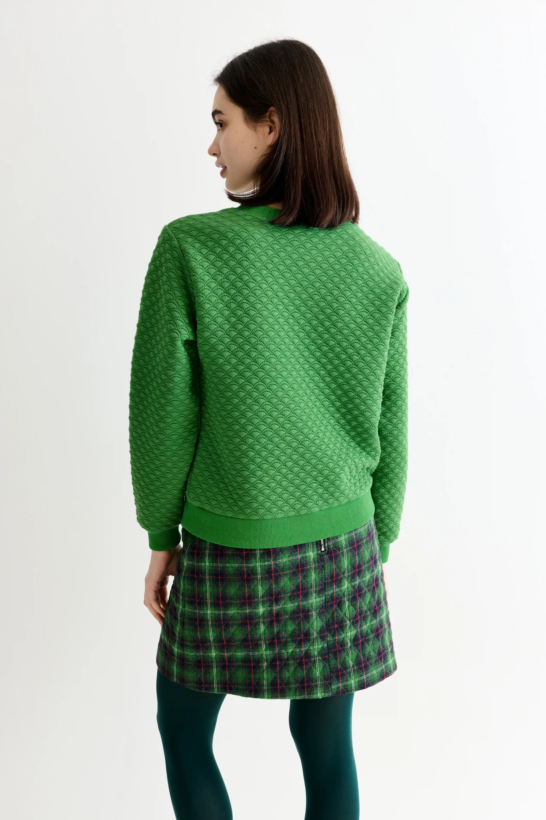 Jan Scallop Quilt Sweatshirt - Green - Image 2