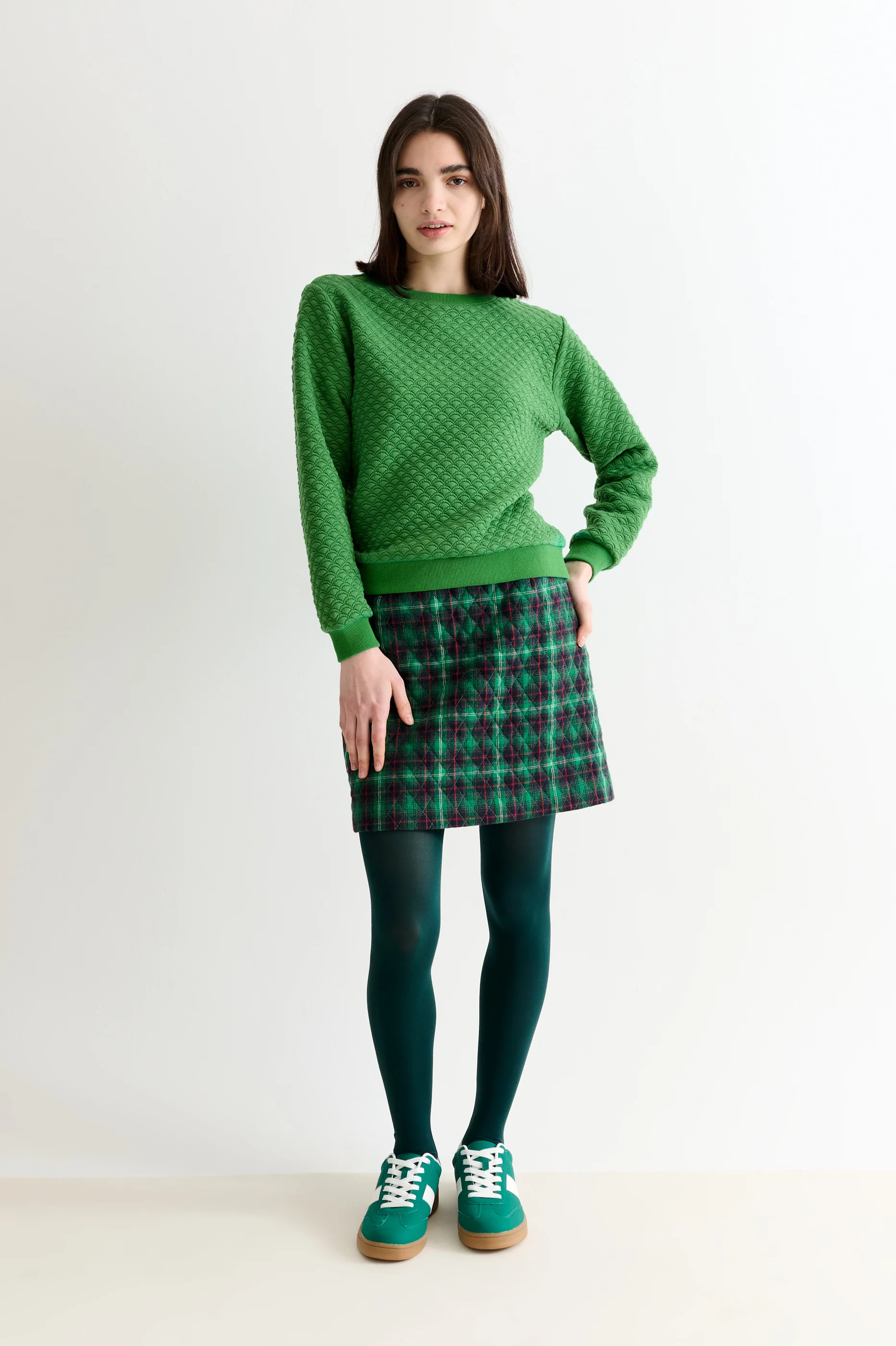 Jan Scallop Quilt Sweatshirt - Green - Image 4