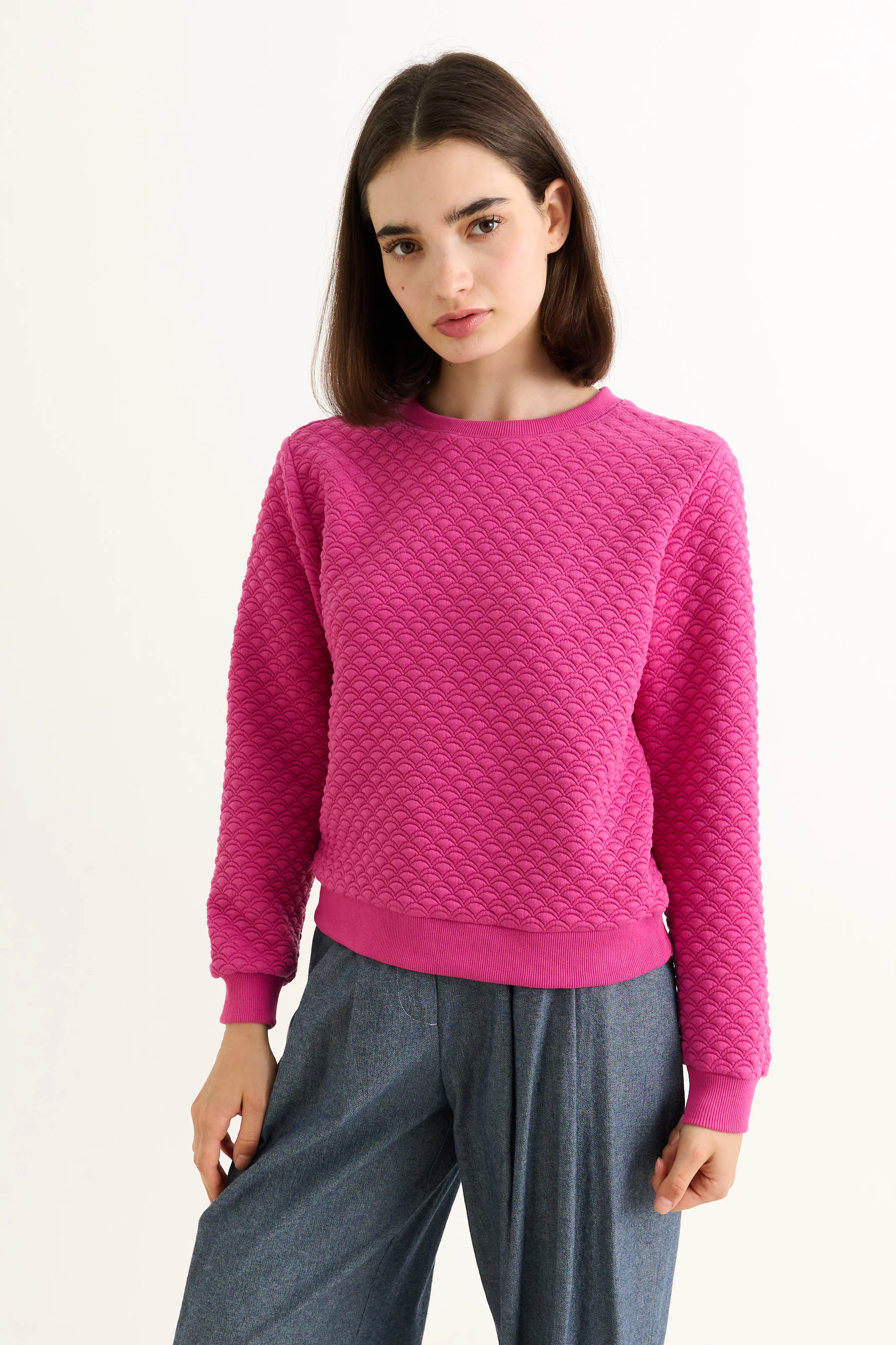 Jan Scallop Quilt Sweatshirt - Pink - Image 2
