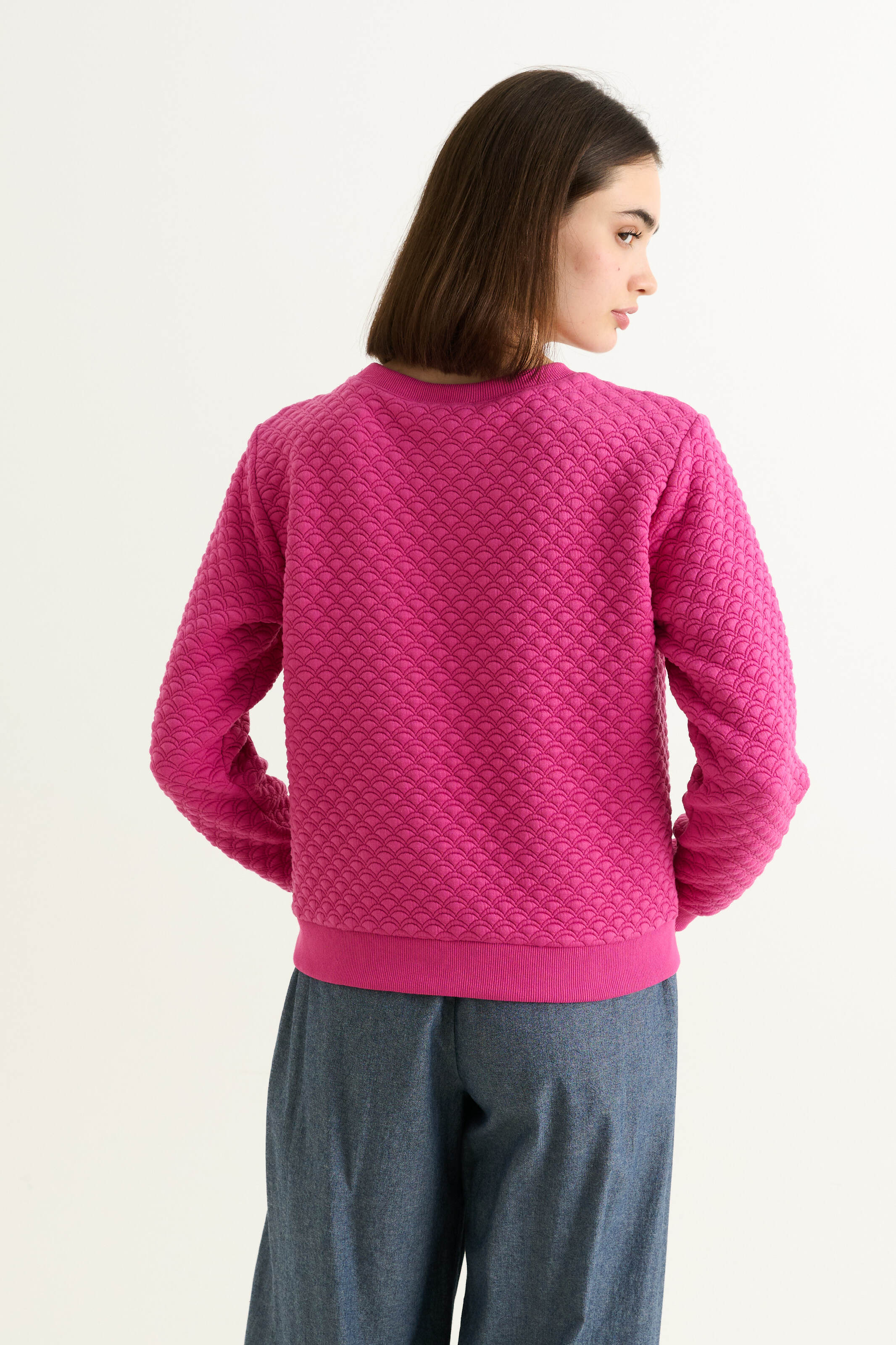 Jan Scallop Quilt Sweatshirt - Pink - Image 3