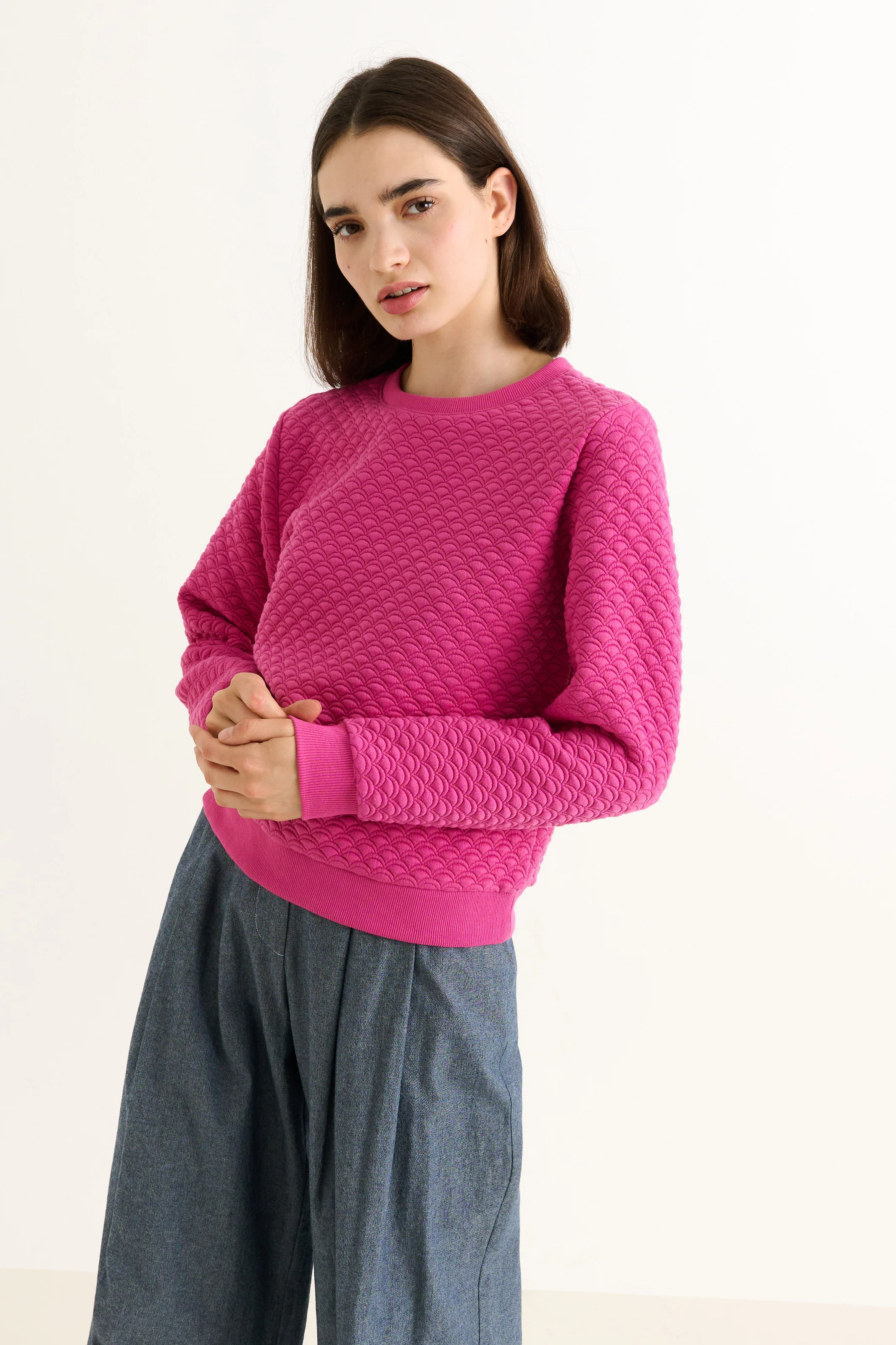 Jan Scallop Quilt Sweatshirt - Pink - Image 4