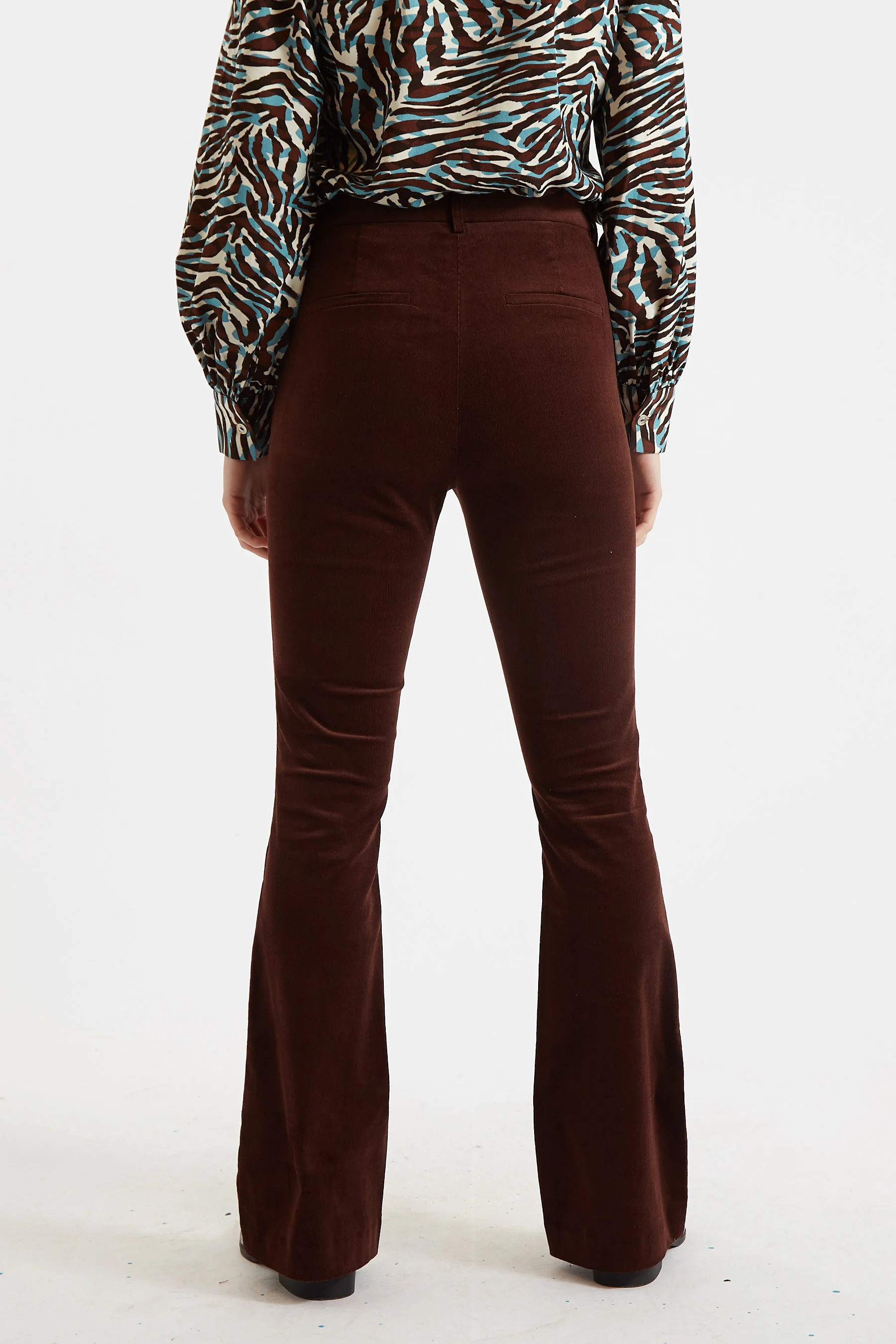 Jayelyn Babycord Flared Trousers - Chocolate - Image 2