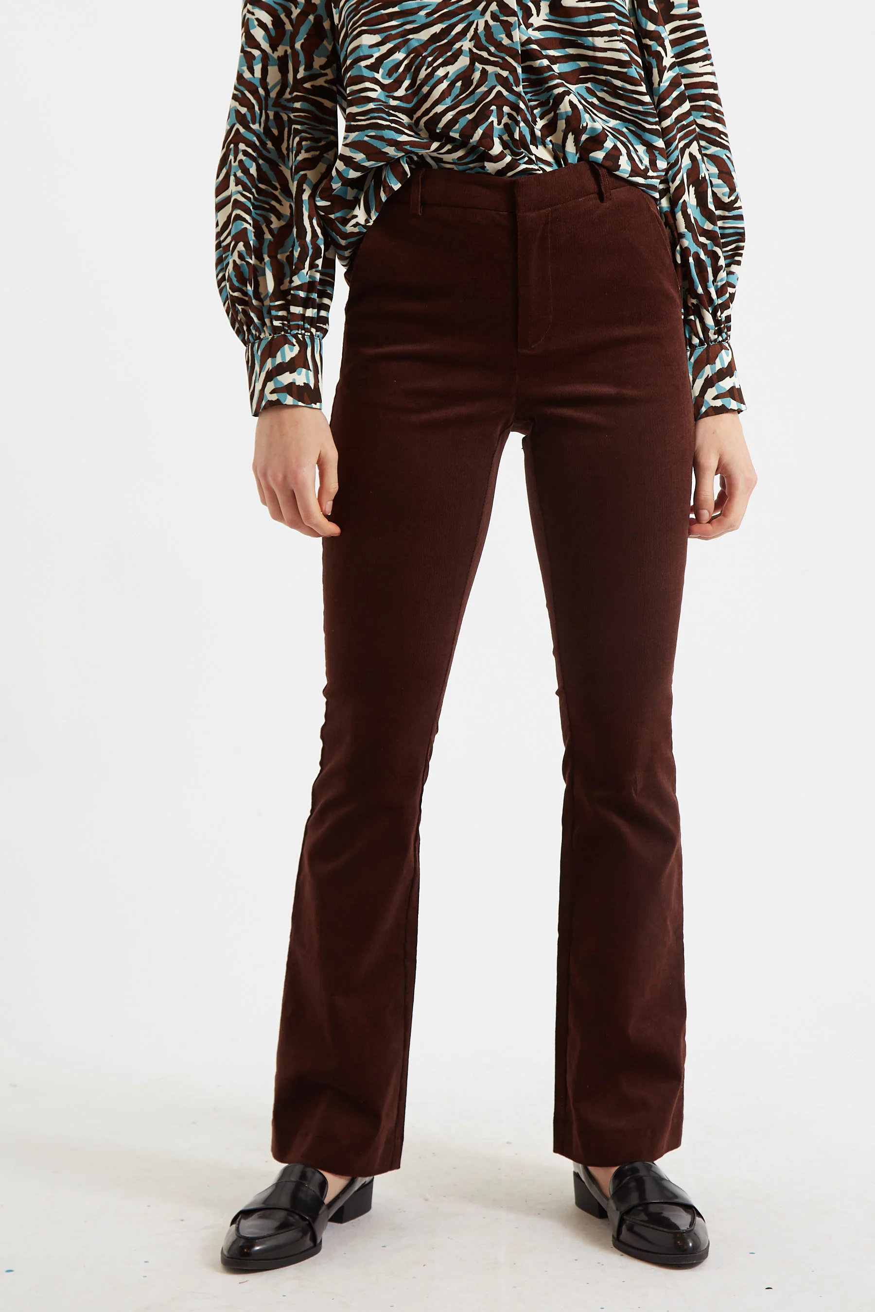 Jayelyn Babycord Flared Trousers - Chocolate - Image 3