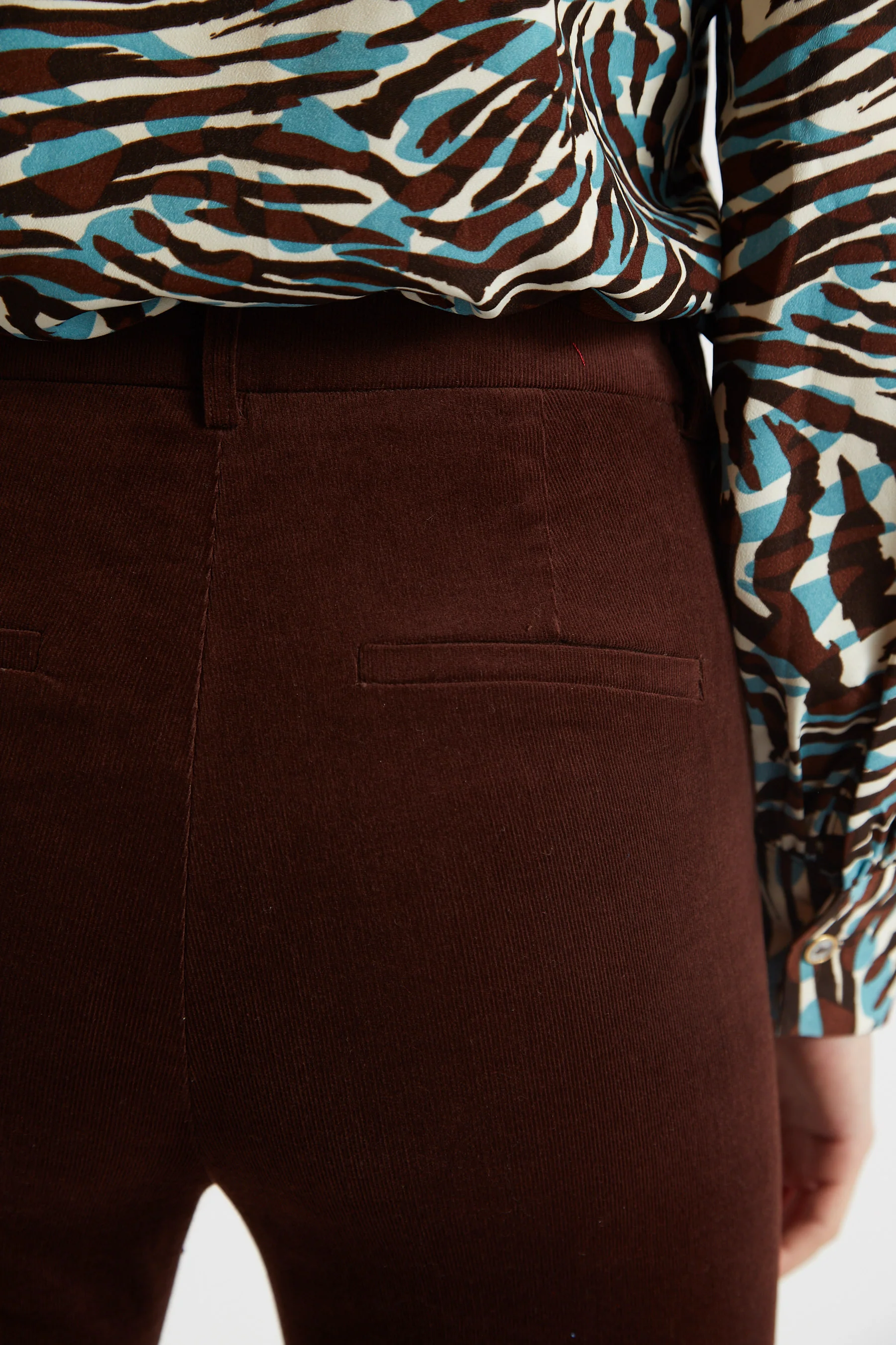 Jayelyn Babycord Flared Trousers - Chocolate - Image 4