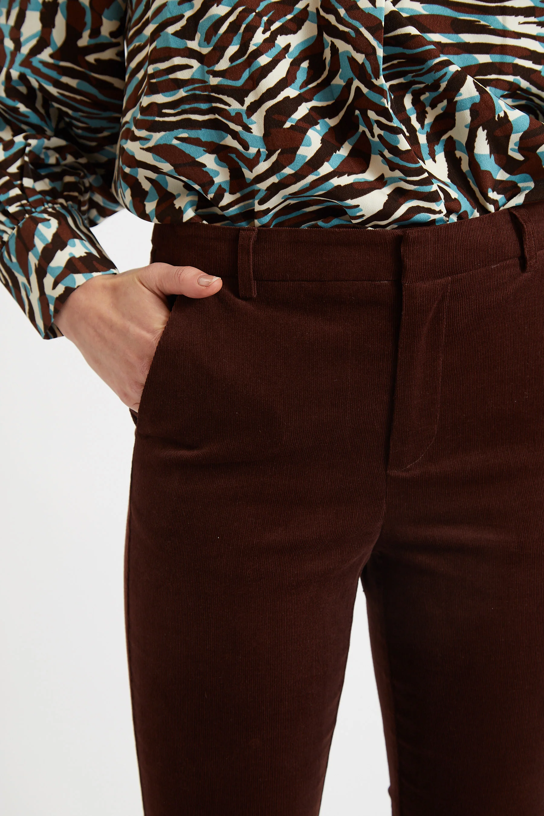 Jayelyn Babycord Flared Trousers - Chocolate - Image 5