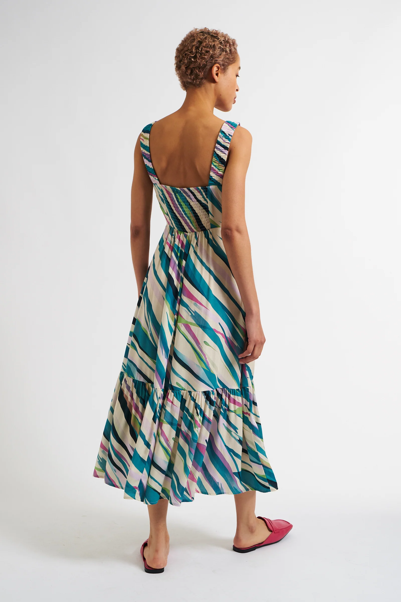 Jema Diagonal Wave Print Midi Sundress - Image 2