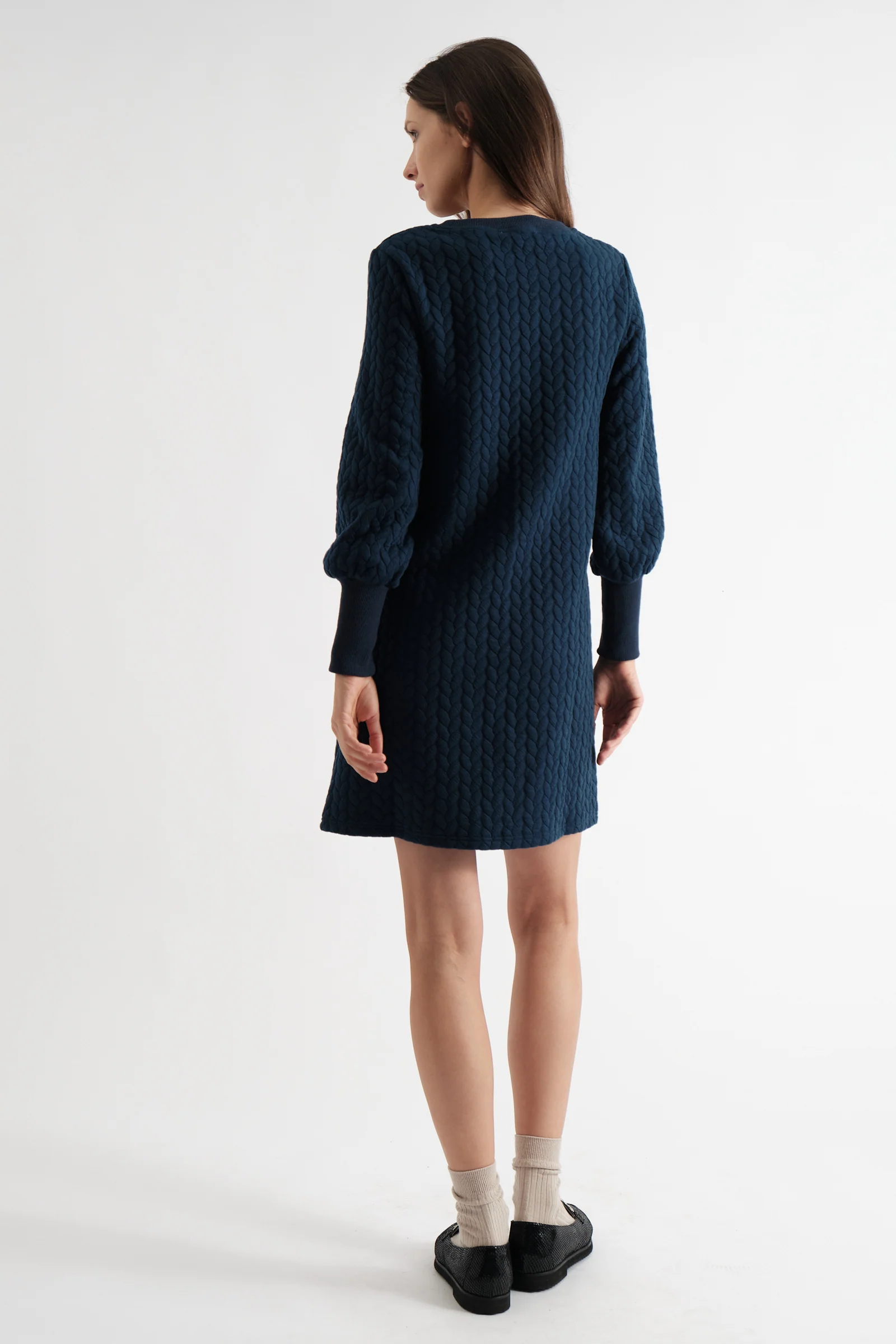 Jessika Plait Mini Dress in Navy - Image 2
