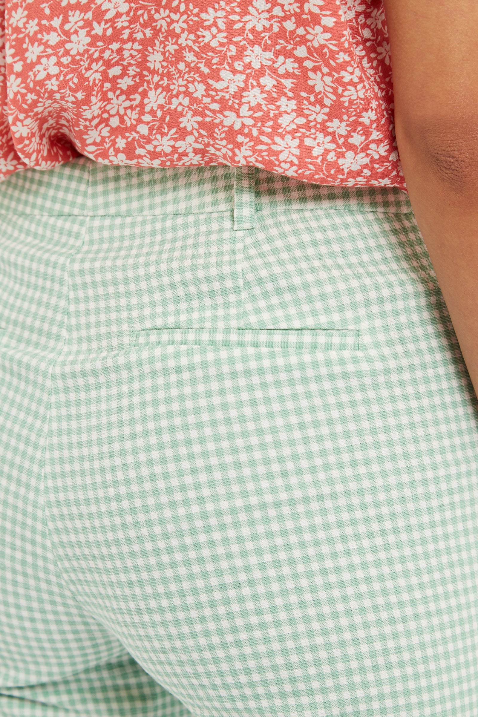 Louche Joele Summer Gingham  Slim Trouser In Mint - Image 6