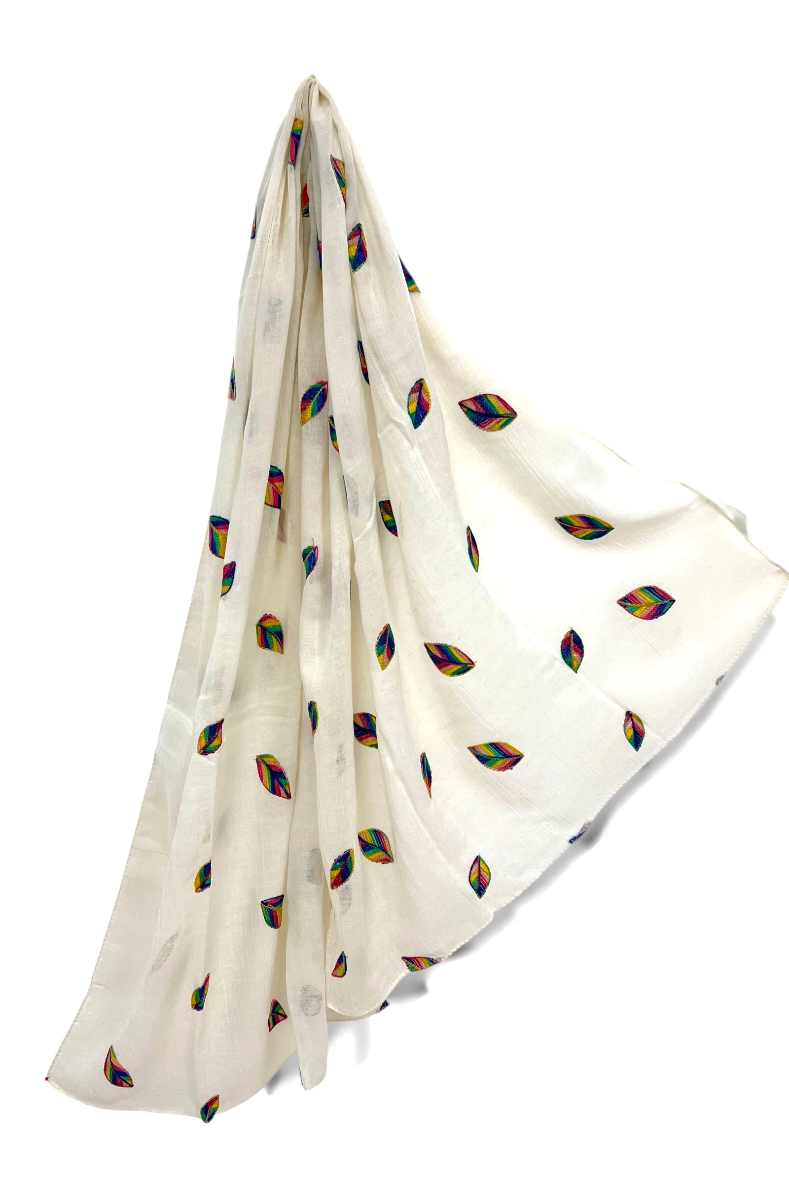 Kibi Embroidered Leaf Scarf - Image 2