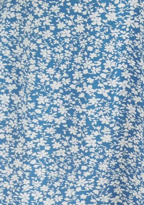 Kiyo Micro Blossom Print Midi Skirt In Blue - Image 6