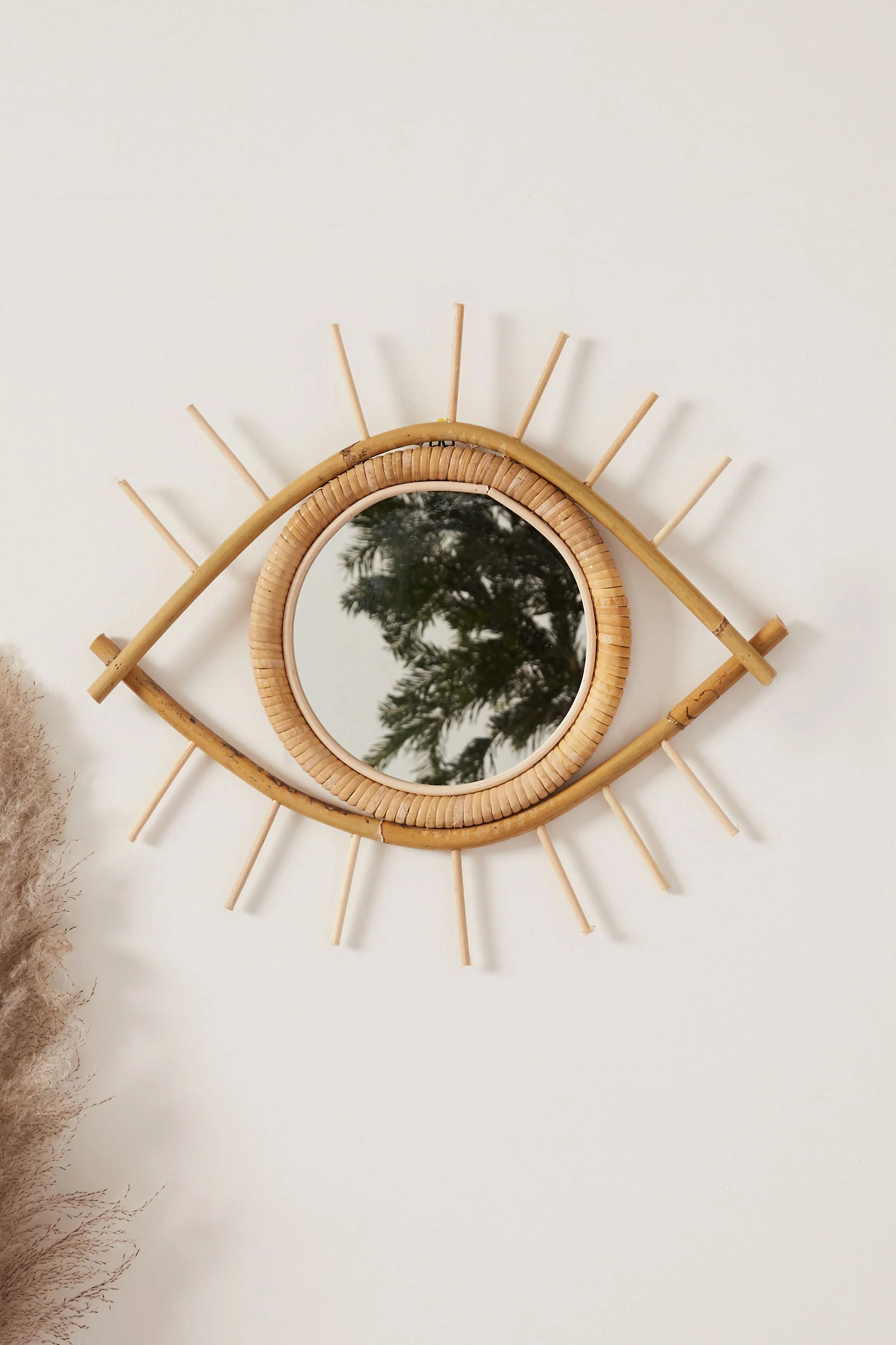 Large Eye Shaped Rattan Mirror - Image 2