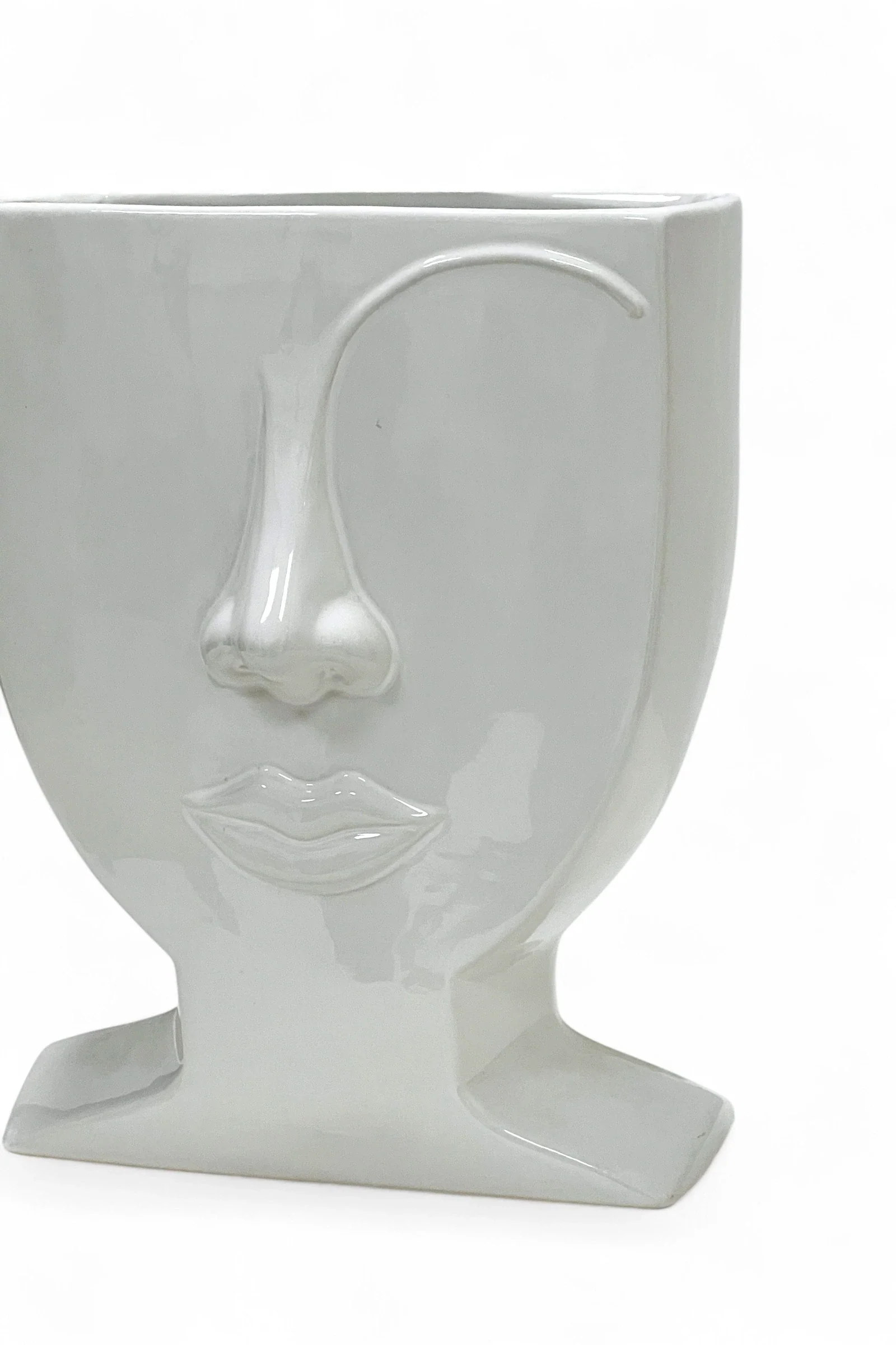 Large Woman Relief Face Vase - Image 2