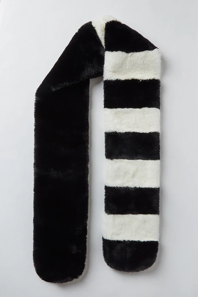 Lotan  Black and White Faux Fur Scarf - Image 2