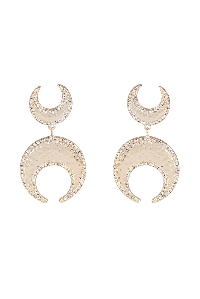 Megan Gold With Silver Moon Pendant Earring - Image 2