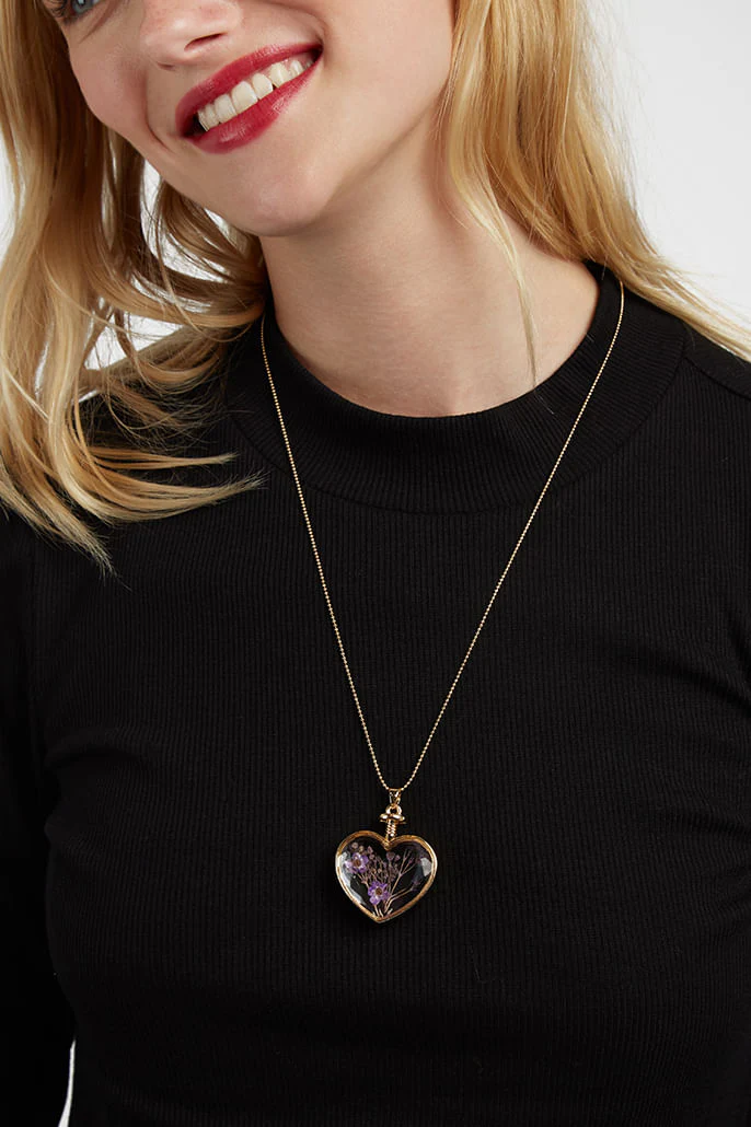 Adina Flower Necklace in Purple - Image 3