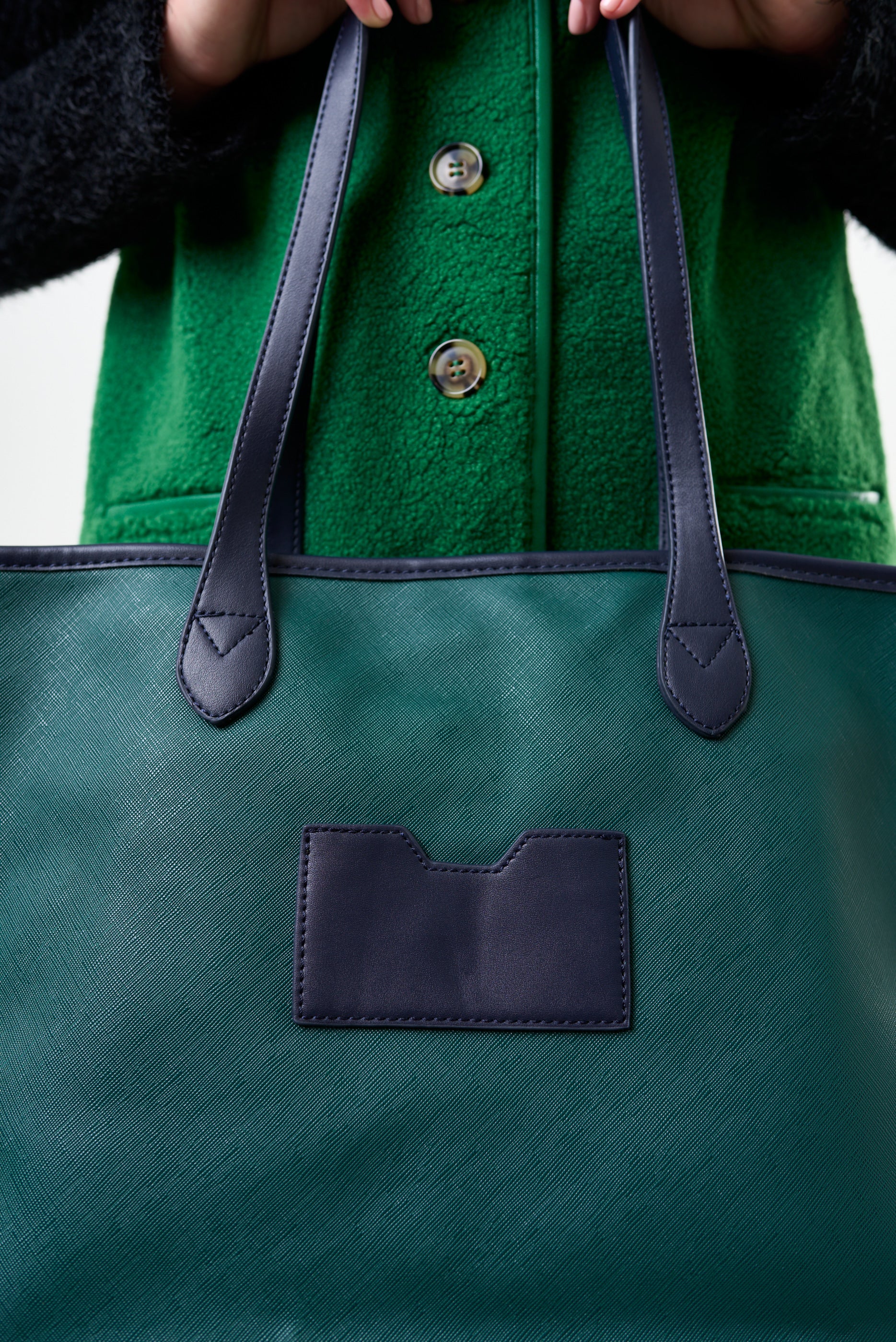 Amelia Contrast Strap Tote Bag - Green - Image 4