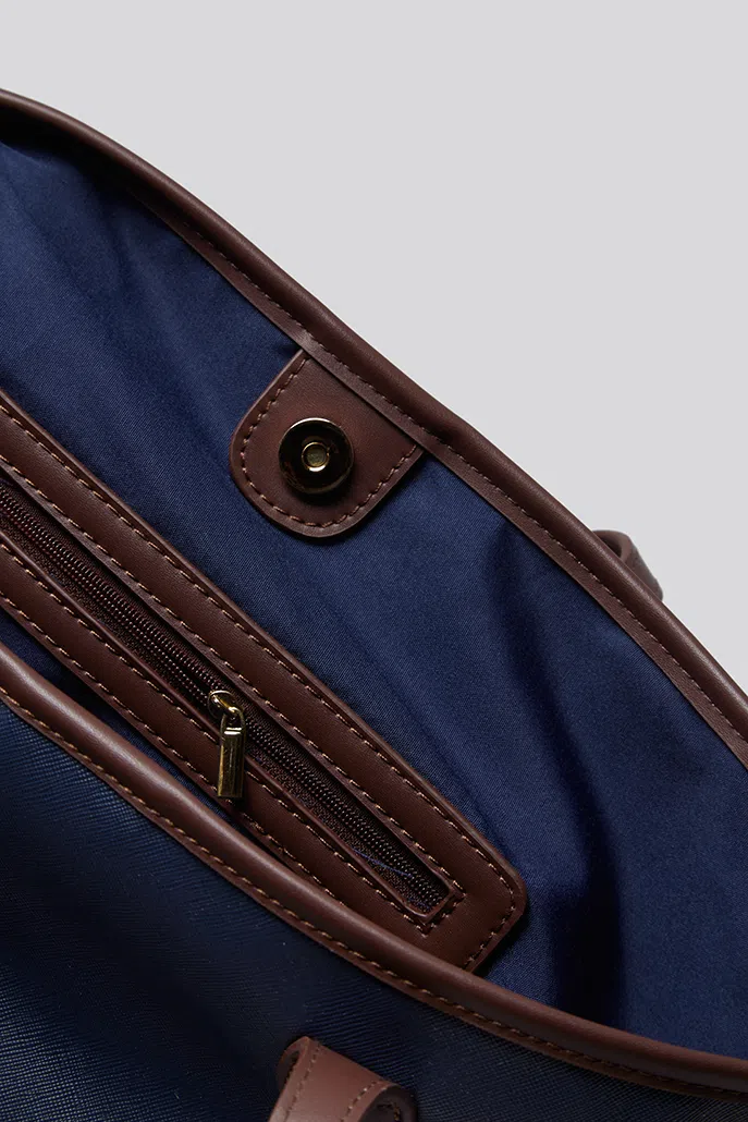 Amelia Contrast Strap Tote Bag - Navy - Image 8