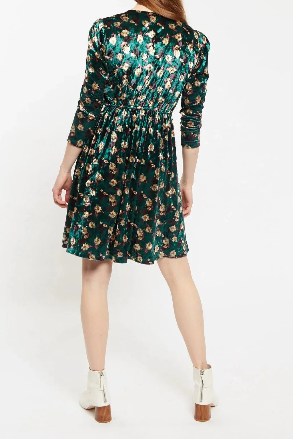 Louche Annalise Paintbrush Print Velvet V Neck Mini Dress - Image 2