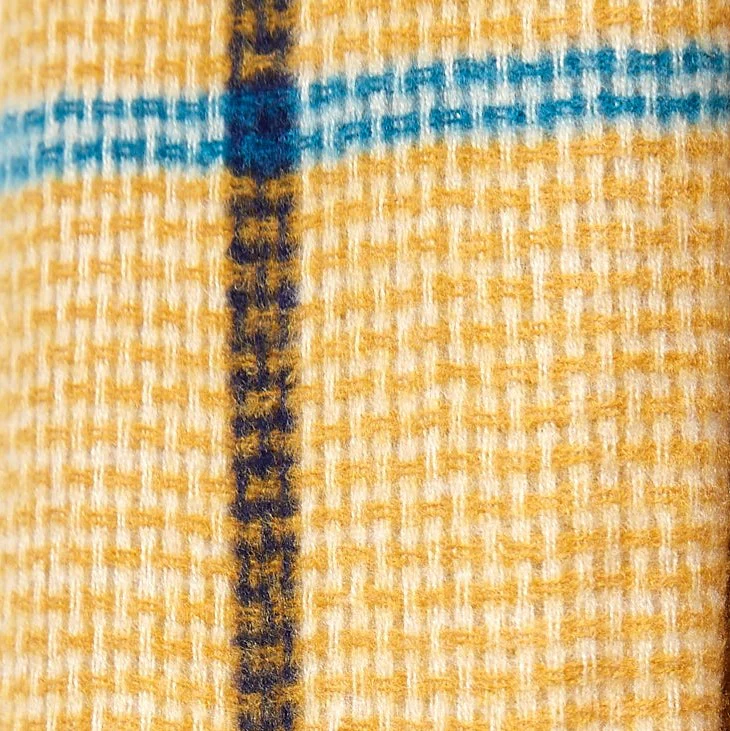 Louche Aoife Fluffy Warm Handle Woven Check Scarf With Tassels - Mustard - Image 4