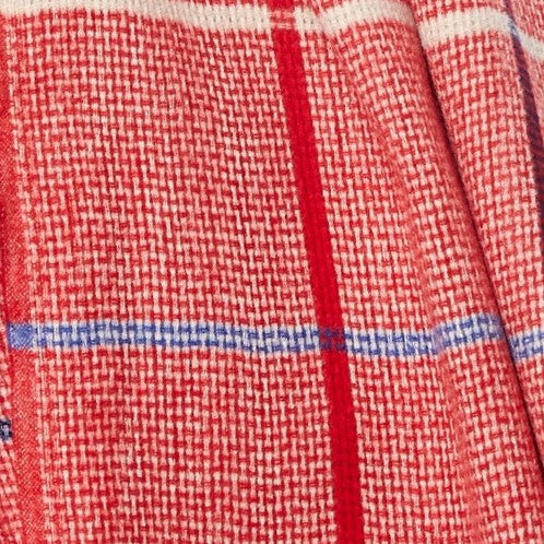 Louche Aoife Fluffy Warm Handle Woven Check Scarf With Tassels - Red - Image 4
