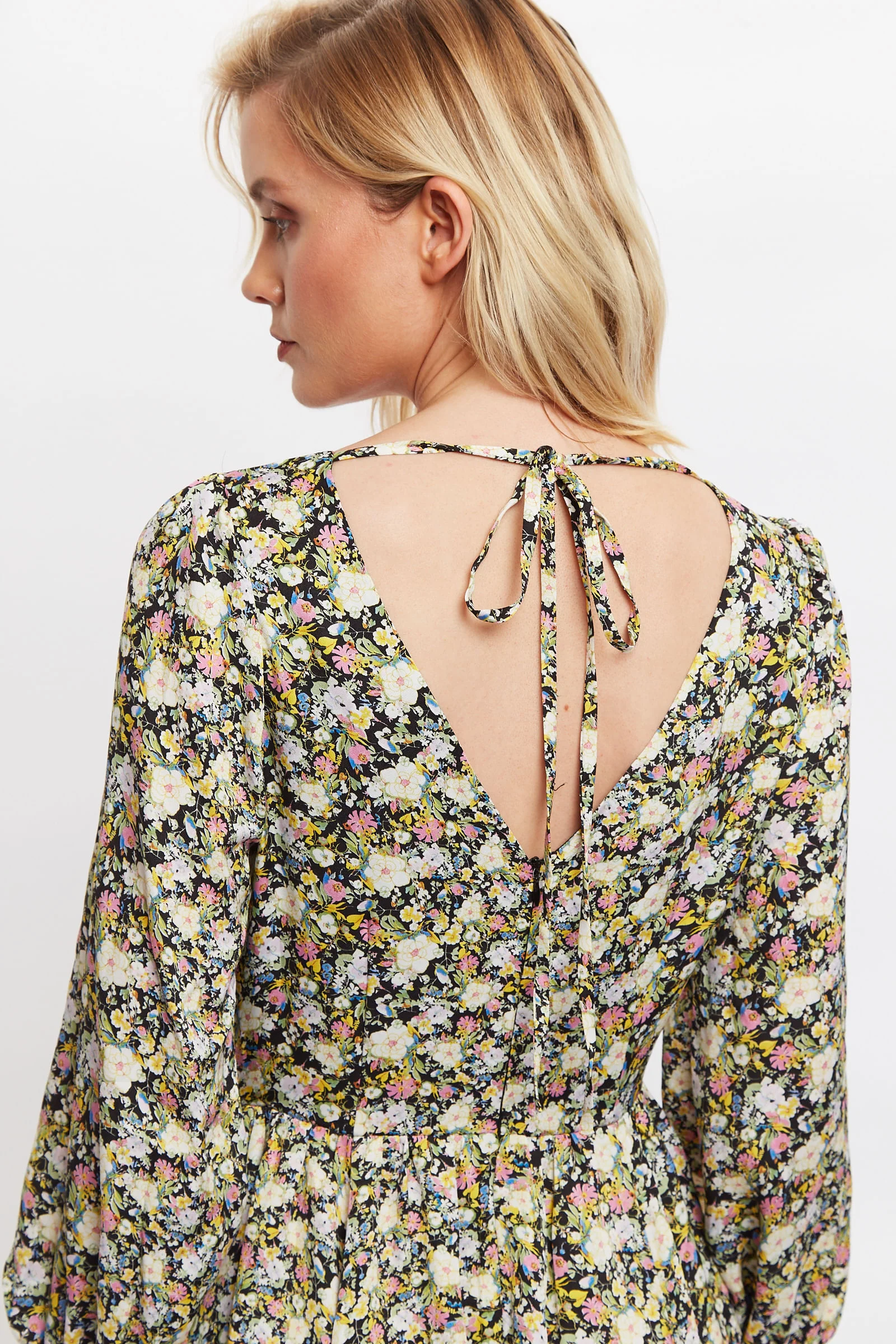 Louche Arwen Petal Parade Print V Back Midi Dress - Image 5