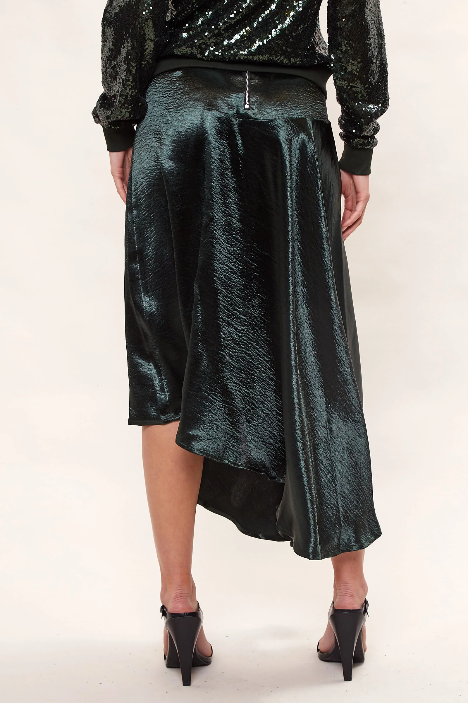 Louche Carole Satin Asymmetric Midi Skirt - Image 4
