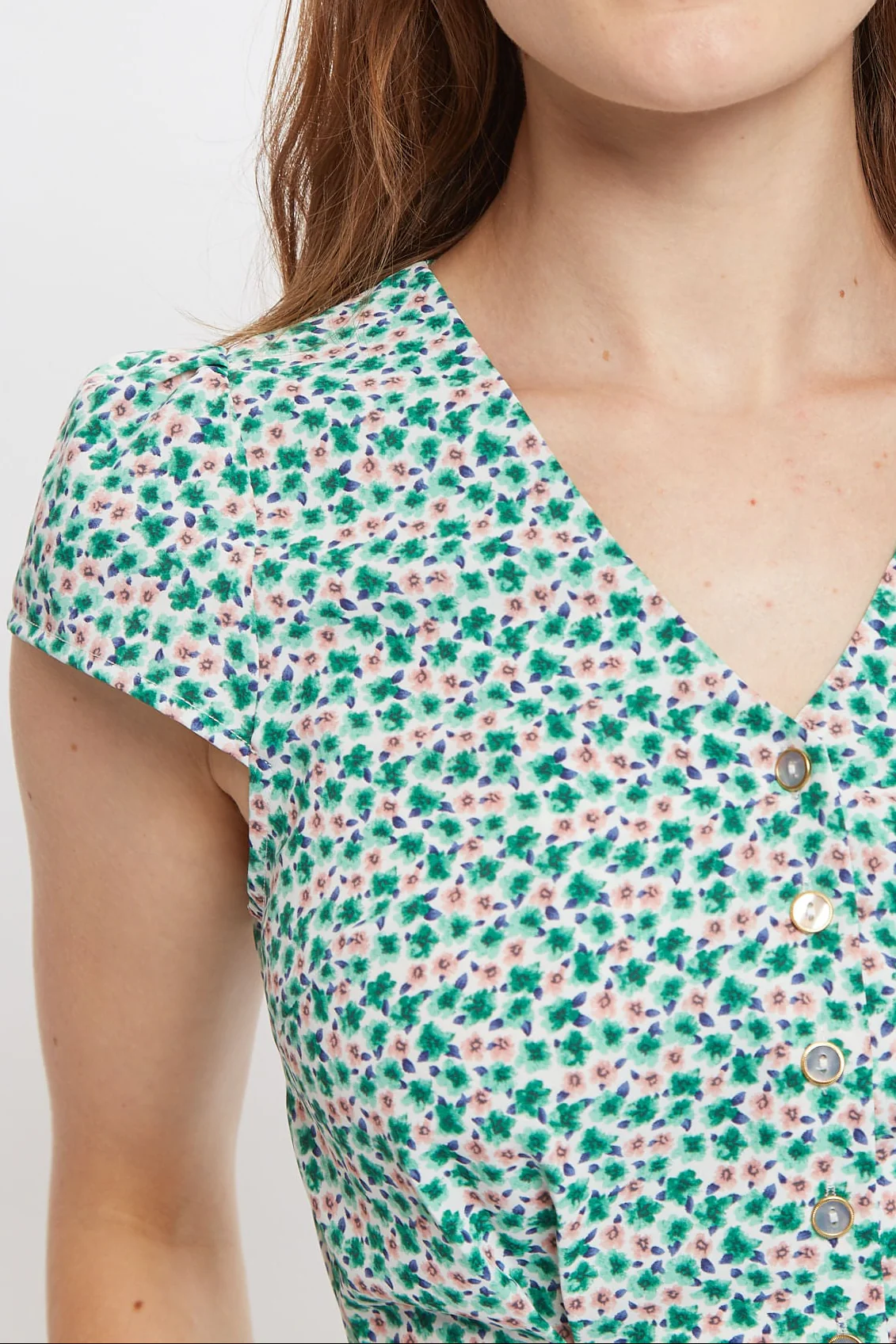 Louche Cathleen Mint Blossom Print Mini Tea Dress - Image 3
