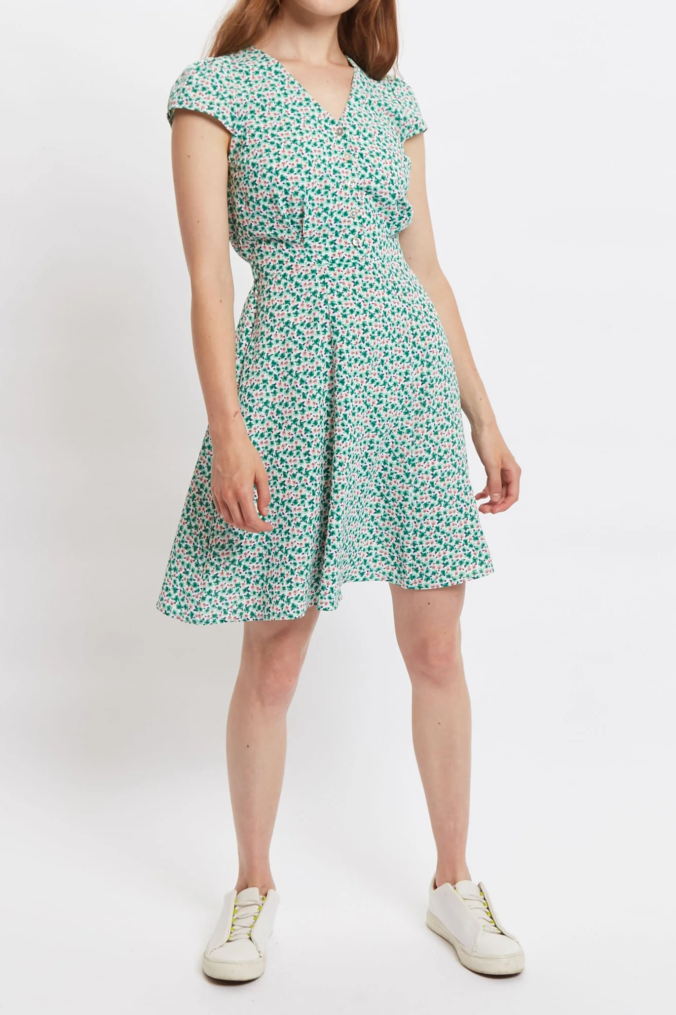 Louche Cathleen Mint Blossom Print Mini Tea Dress - Image 5